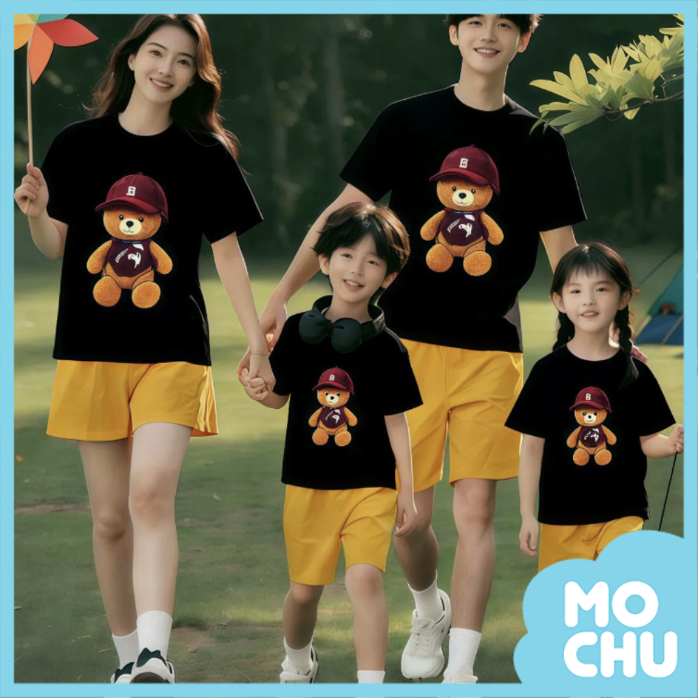 (S.M.66cm現貨)紅帽小熊短袖親子裝