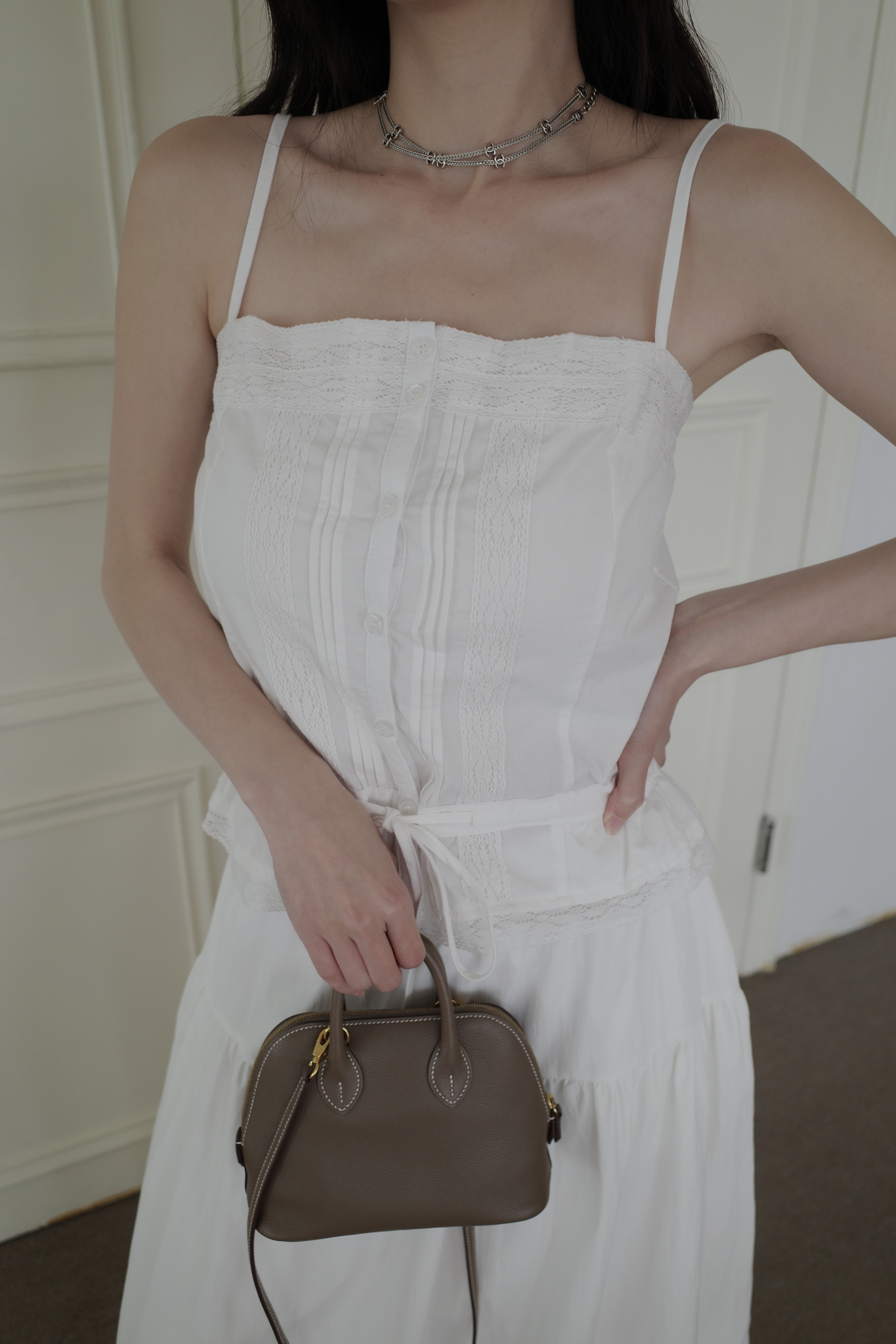 (預購)#AN78 布蕾絲綁帶上衣(白/杏/粉)