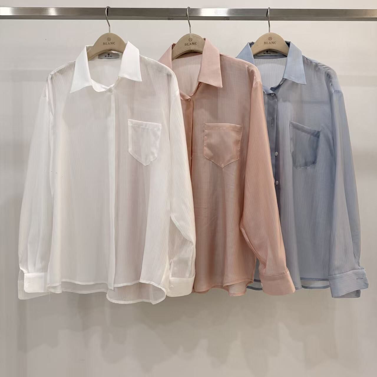 MB6010 暗直紋混絲襯衫