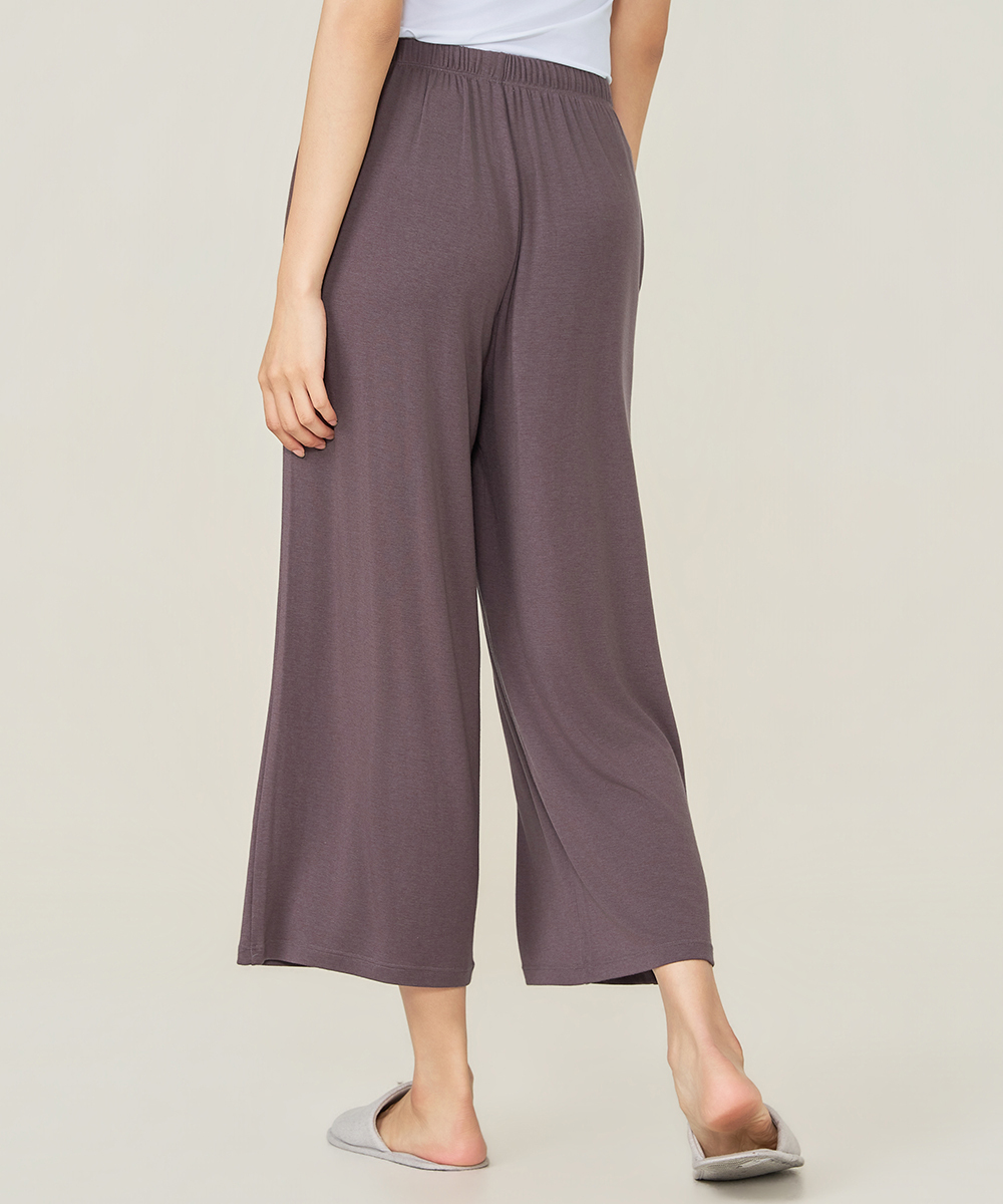 自由空間- FREEWEAR 天絲羊毛女九分寬褲 UE0K2326