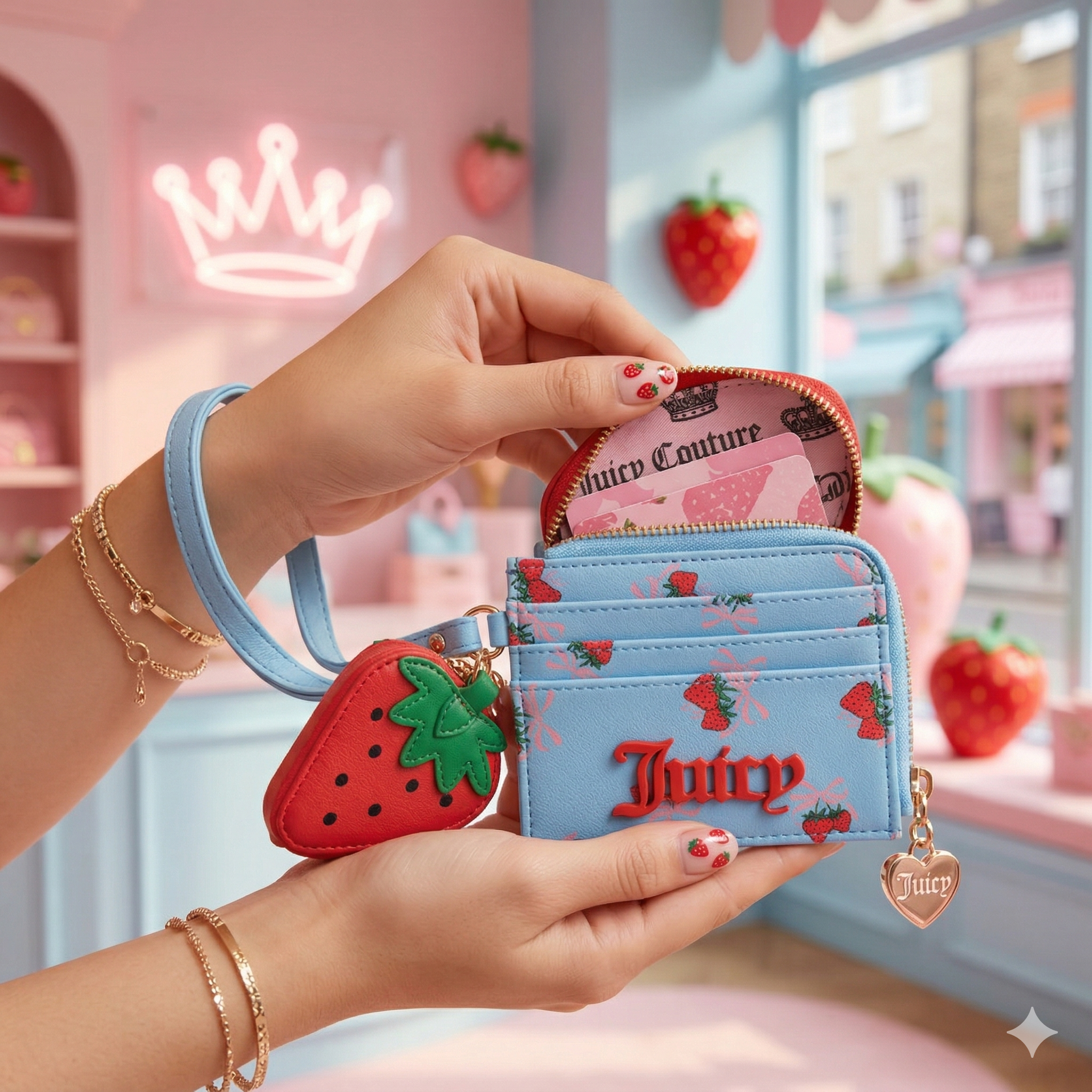 【預購】JUICY COUTURE H040801甜美草莓皮革卡套