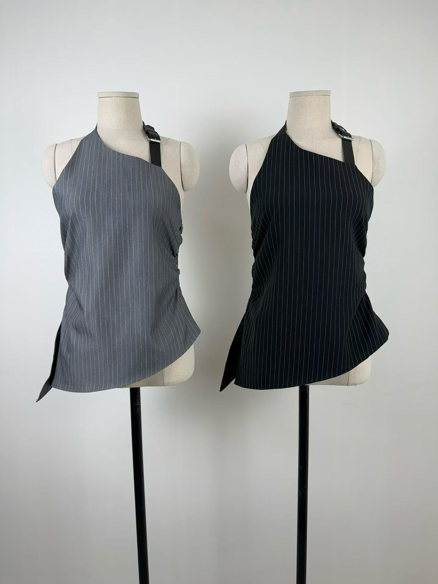 FF6001 皮帶掛頸直紋背心