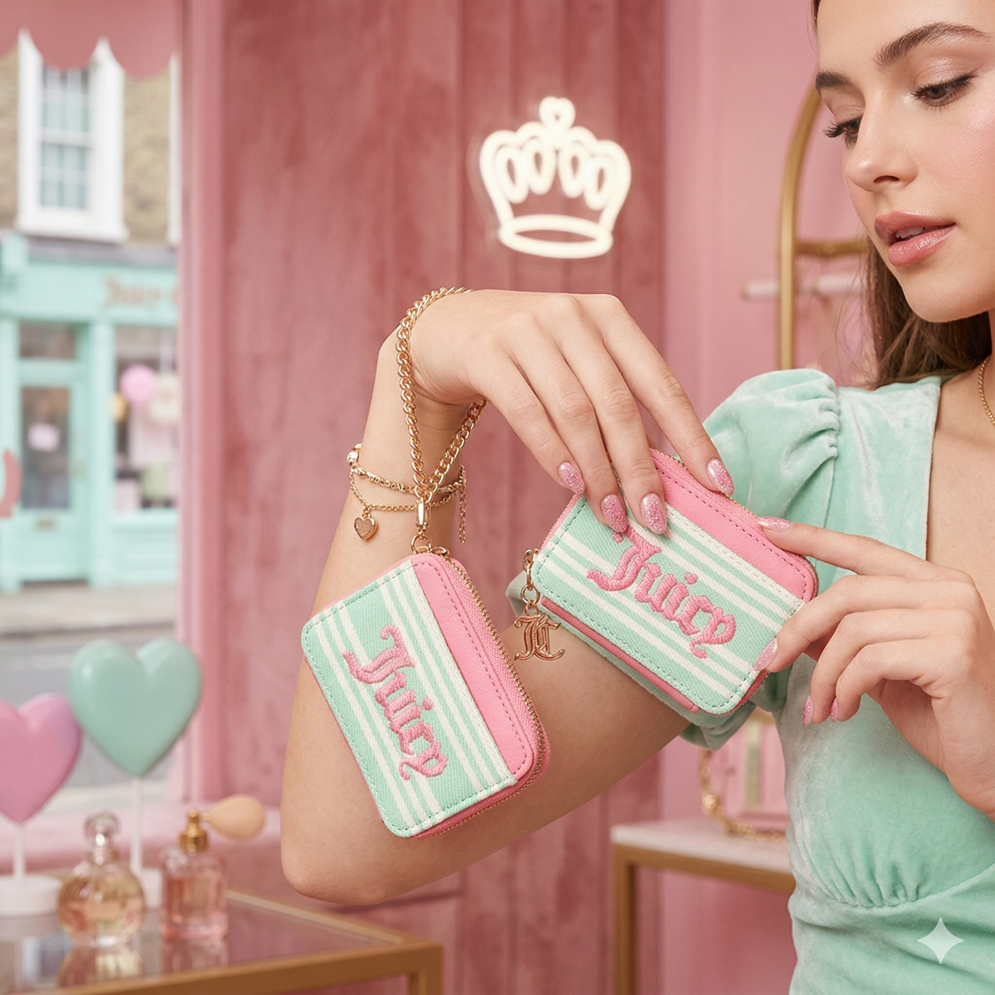 【預購】JUICY COUTURE H040802 條紋系列手挽小包