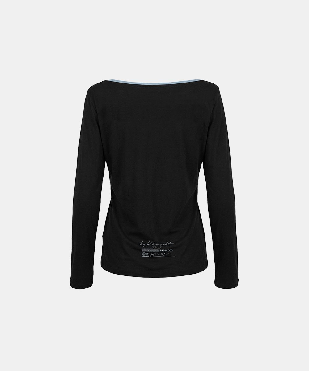 BADBLOOD 文字印花撞色寬版T-shirt 黑色 w-tee26-129