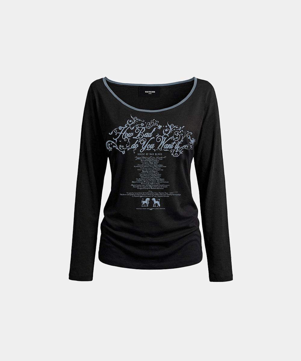 BADBLOOD 文字印花撞色寬版T-shirt 黑色 w-tee26-129