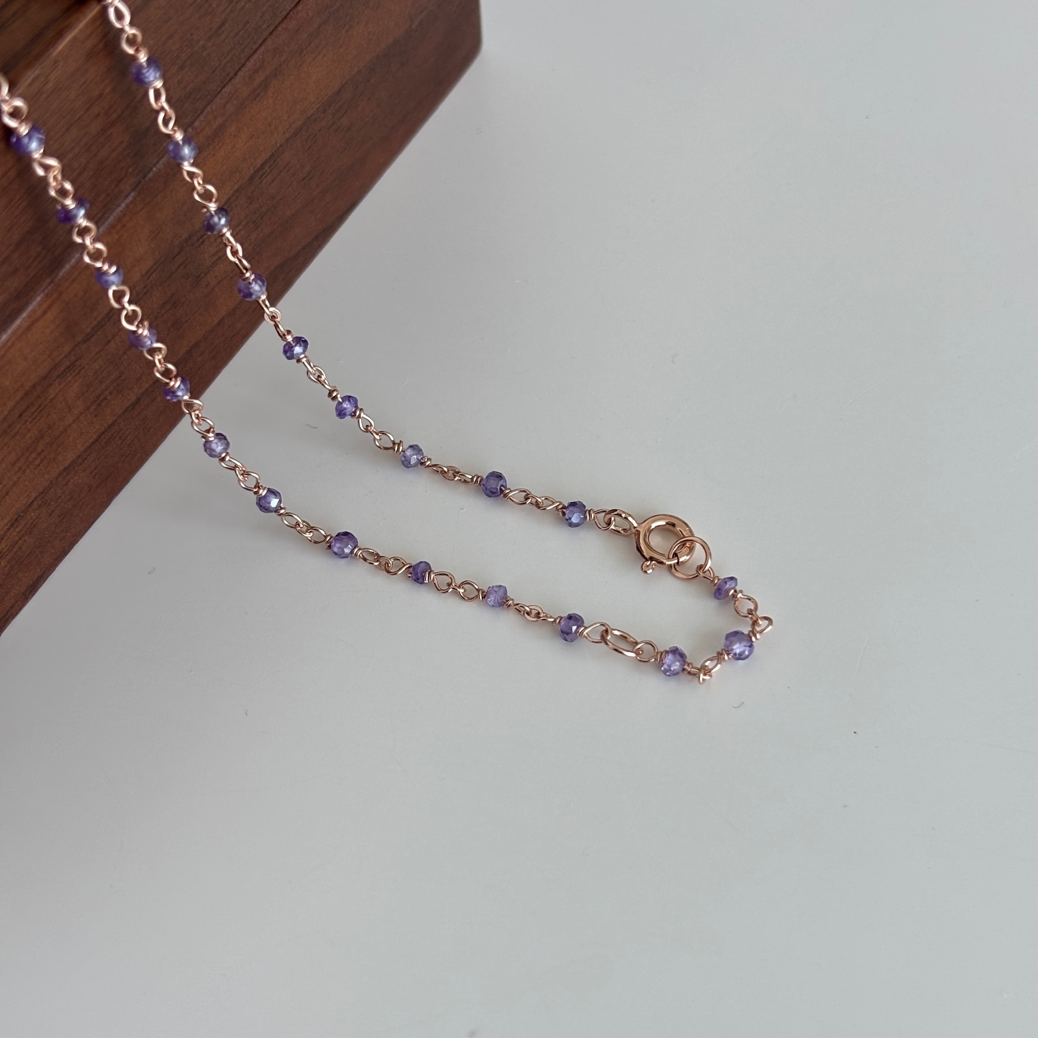 【韓國連線】粉紅石英花花紫鋯石手工項鍊