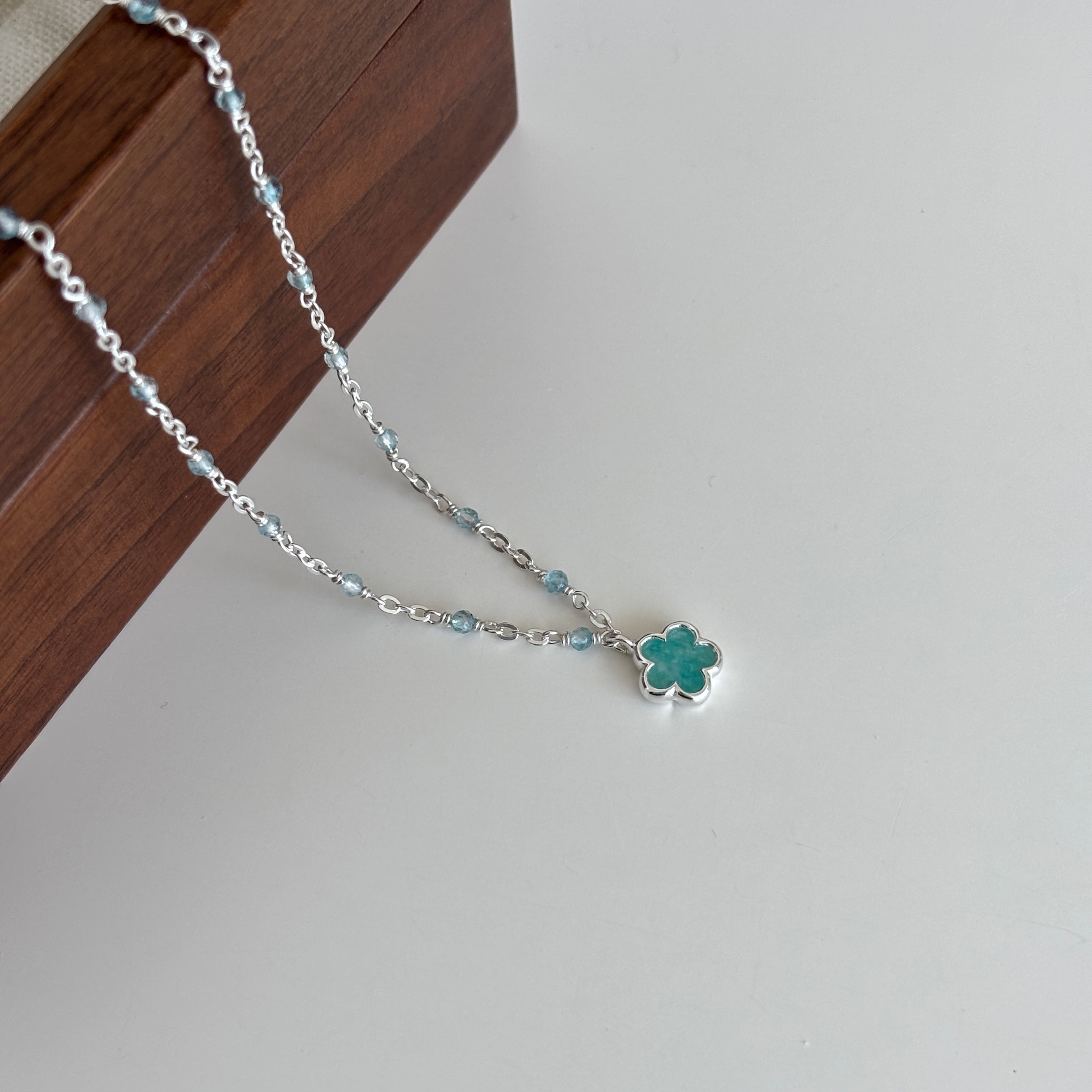 【韓國連線】天河石花花托帕石手工項鍊