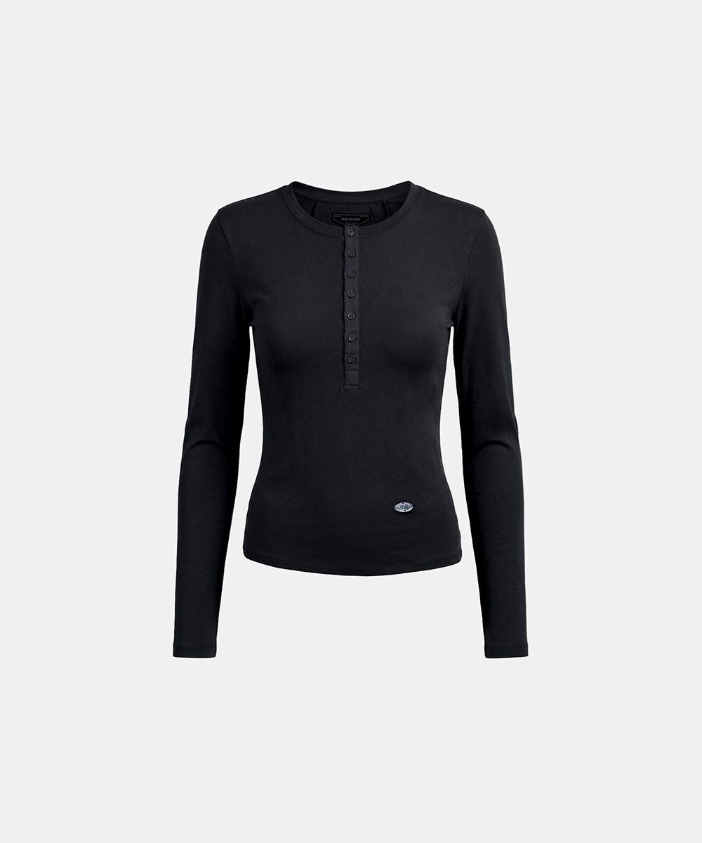 BADBLOOD 修身棉質亨利領長袖T恤 w-tee26-060