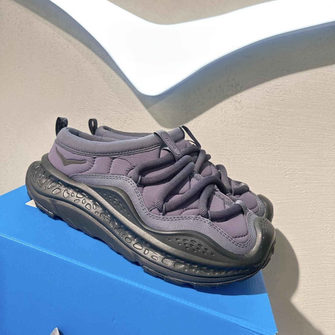 HOKA ONE ONE PRA PRIMO 紫黑 復古 懶人鞋 拖鞋 舒適 烏龍麵 毛毛蟲鞋 1141570-SQDN