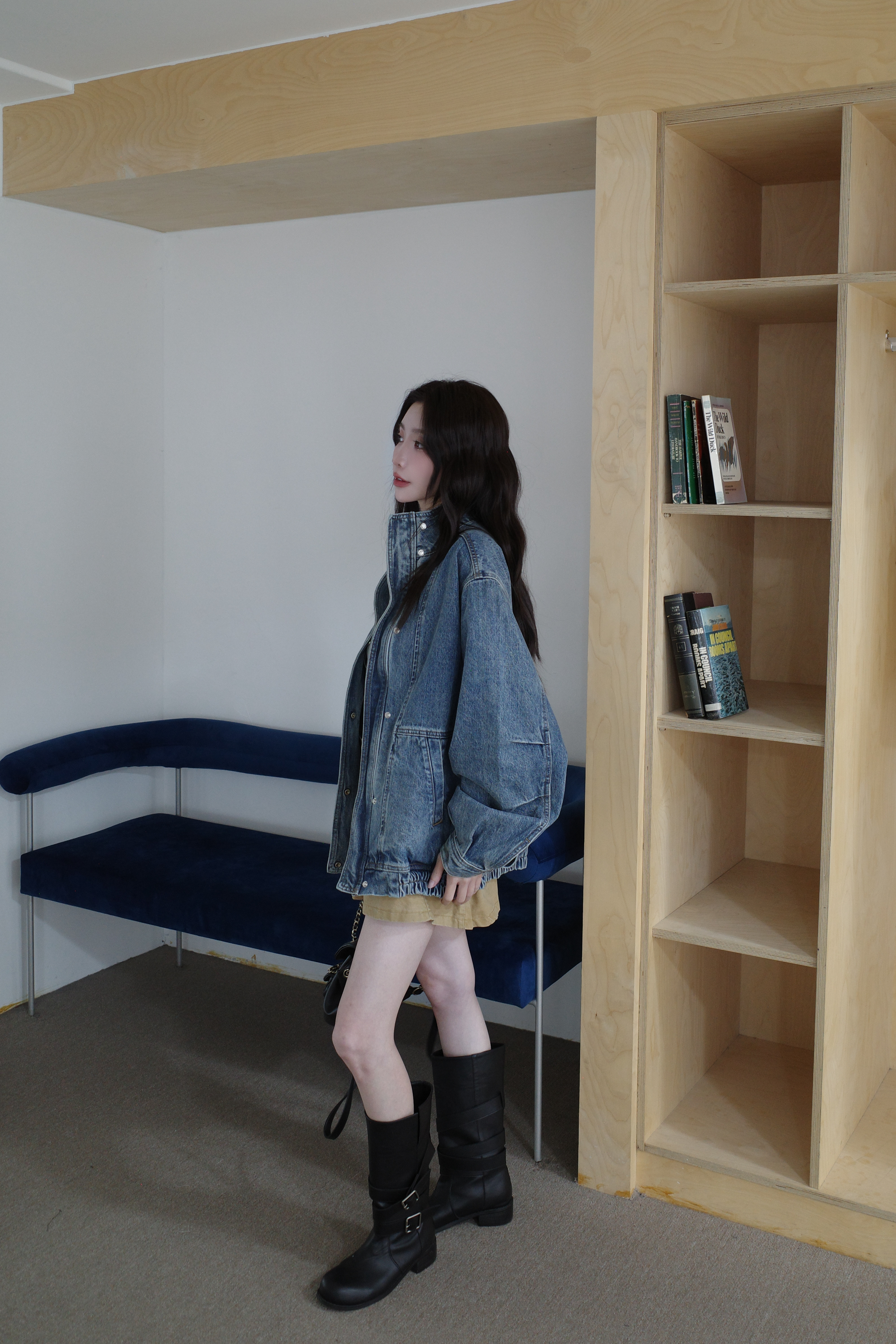 (預購)#AN82 挺版立領牛仔外套(深藍/淺藍)