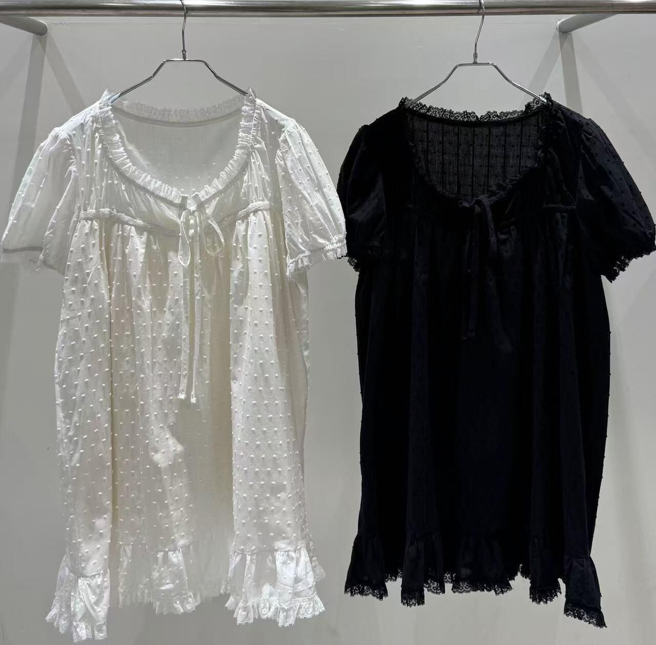 BL6011 點點洋裝蕾絲綁帶裙