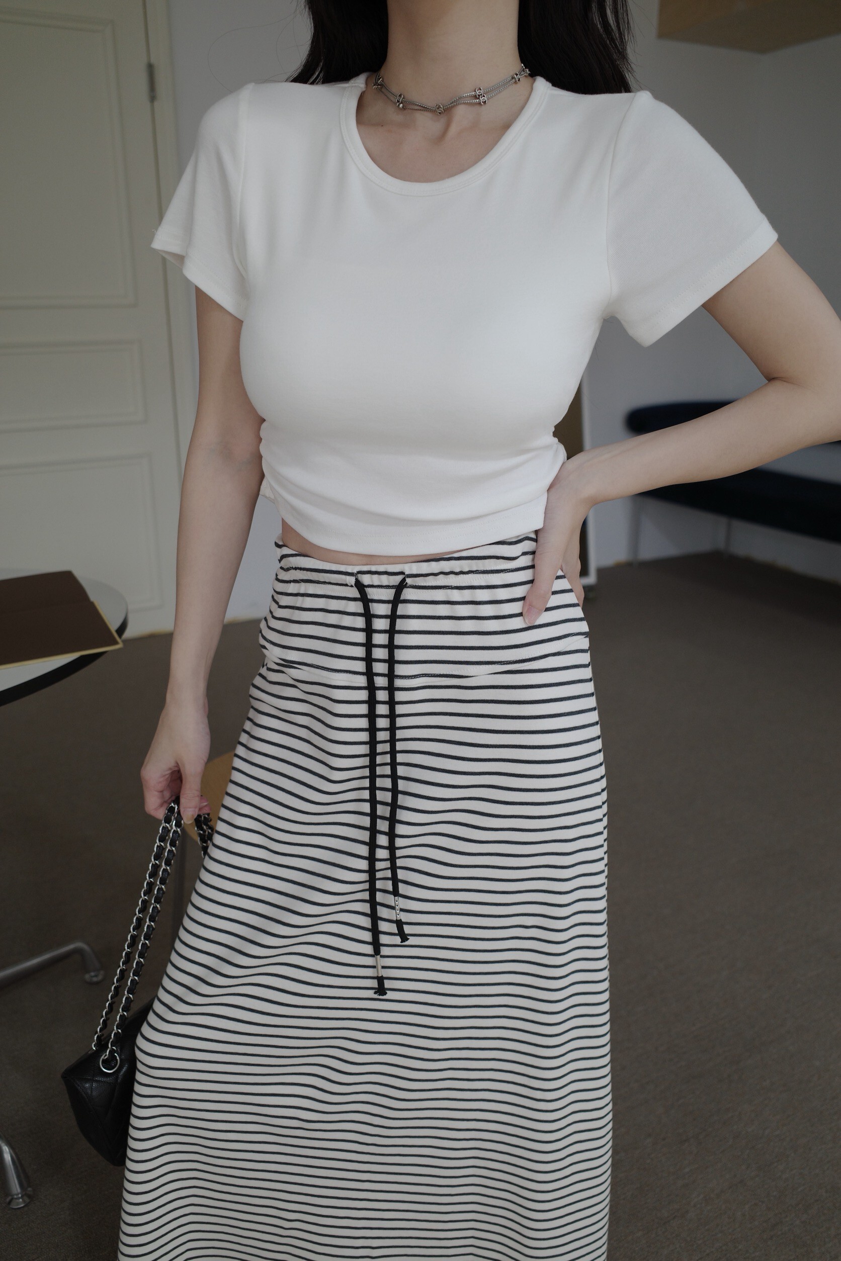 (預購)#AN50 圓領短版彈力bratop(白/黑/灰/淺卡)