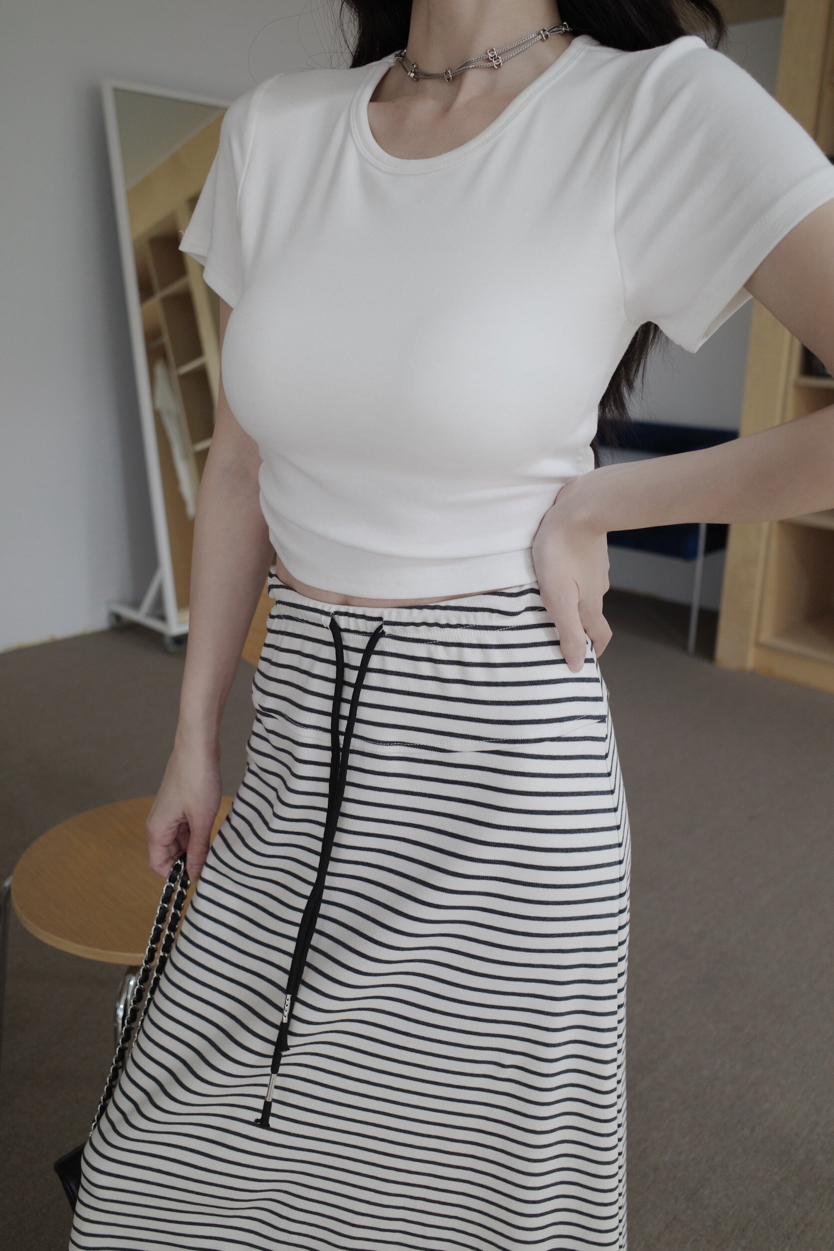 (預購)#AN50 圓領短版彈力bratop(白/黑/灰/淺卡)