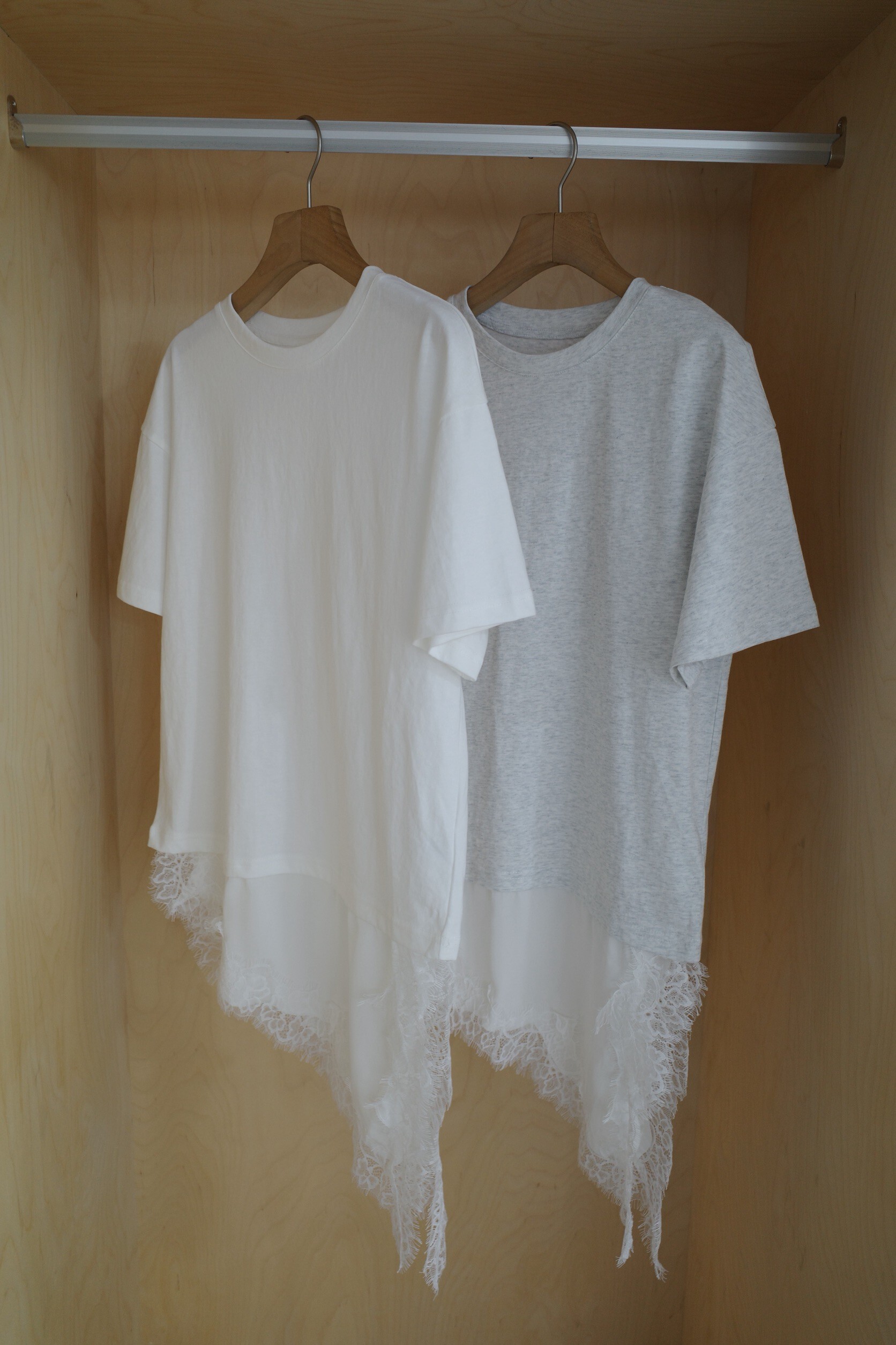 (預購)#AN76 拼接蕾絲上衣(白/淺灰)