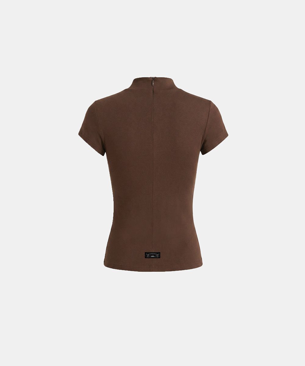 BADBLOOD 毒蛇印花立領蓋袖上衣 棕色 w-tee26-067