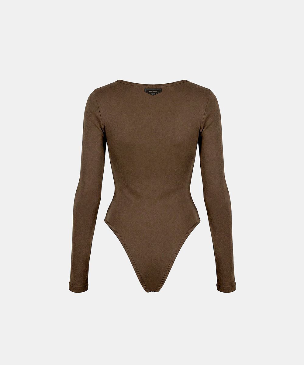 BADBLOOD 棉質亨利領連身衣 - 棕色 w-jst26-002