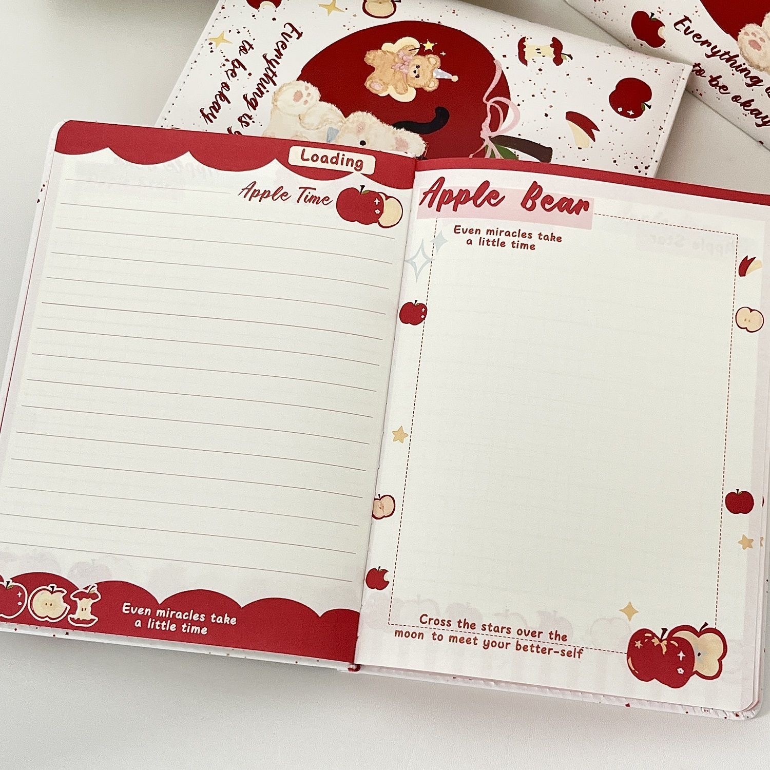 Cute A5 Leather Notebook with Illustrated Inner Pages