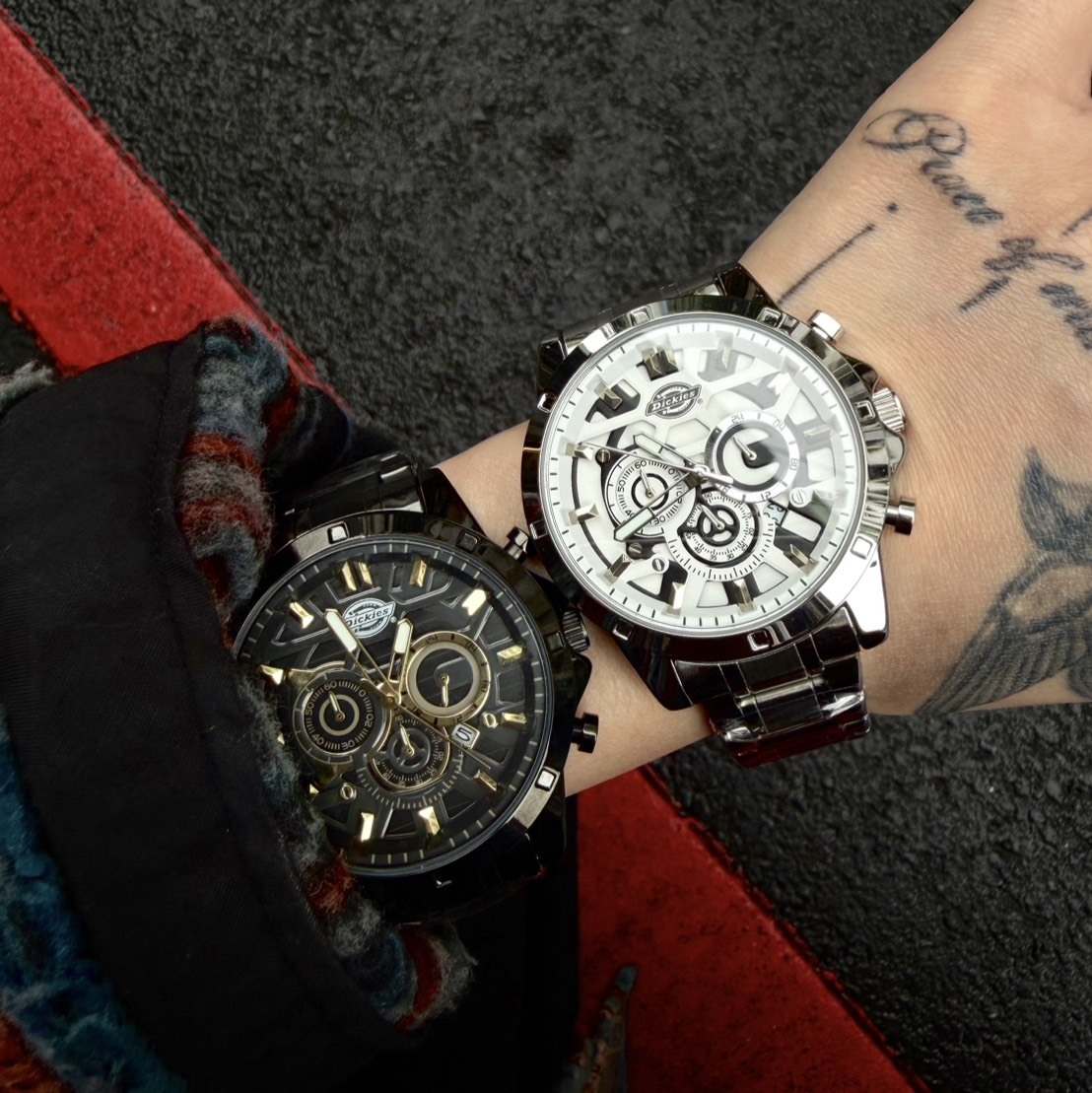 Dickies 雙日曆 防水 夜光 石英鋼錶 CL-545