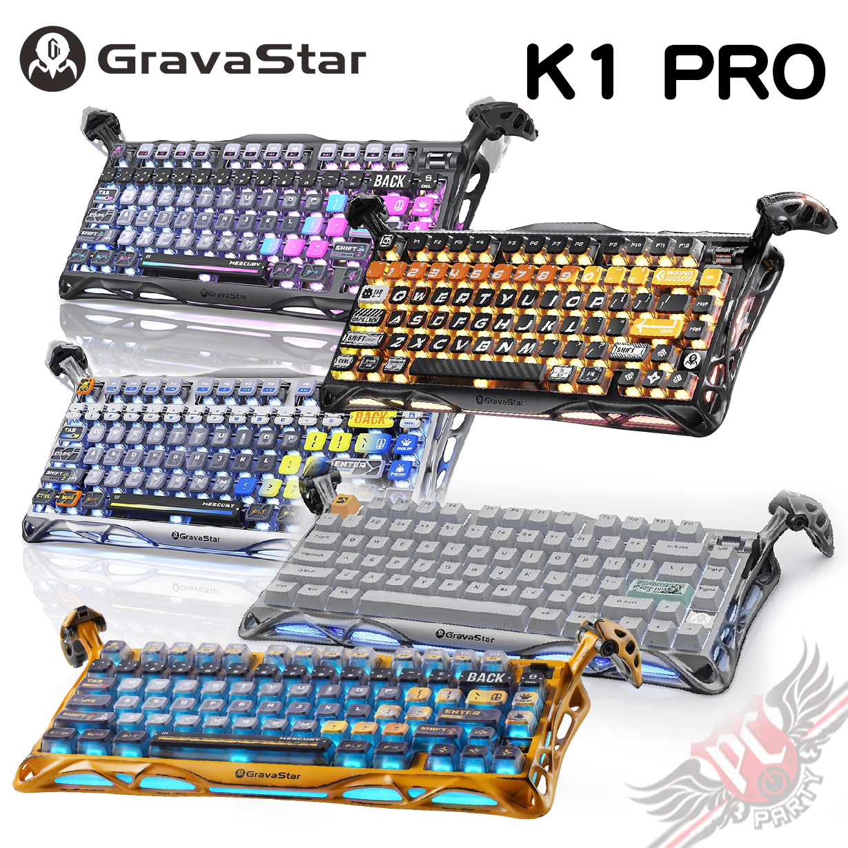 PCPARTY GravaStar Mercury K1 Pro 三模無線機械鍵盤