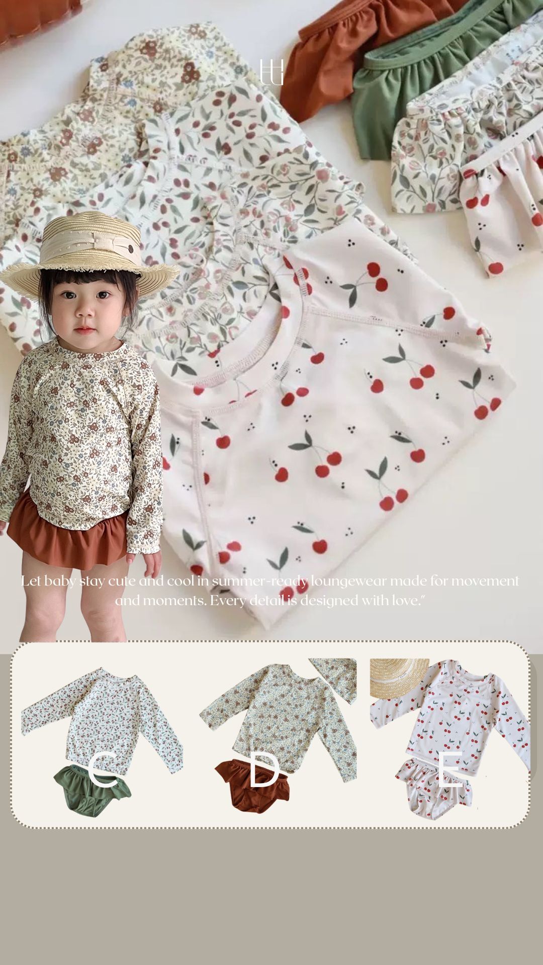 2026𓇼 ⋆.˚泳衣｜女童今夏分體式造型套裝大全集ꕀꕀꕀ （泳衣＋泳褲＊附帽子）