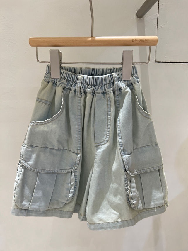 水洗牛仔工裝短褲