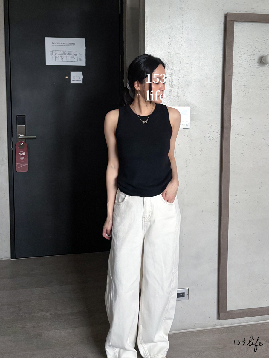 P2(88折後$695)米杏後鬆緊腰腰小個子彎刀牛仔褲(XXS-L)(九分款/長款)