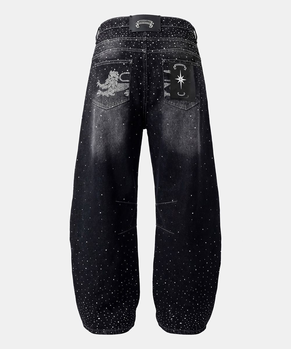 BADBLOOD BBNT 水鑽弧形褲 黑色 w-pts25-092