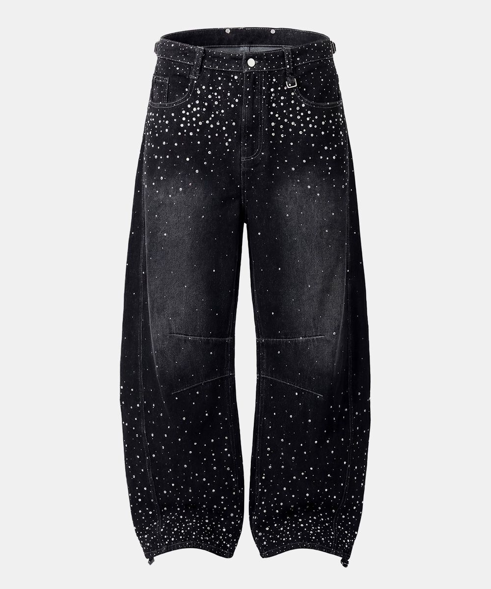 BADBLOOD BBNT 水鑽弧形褲 黑色 w-pts25-092