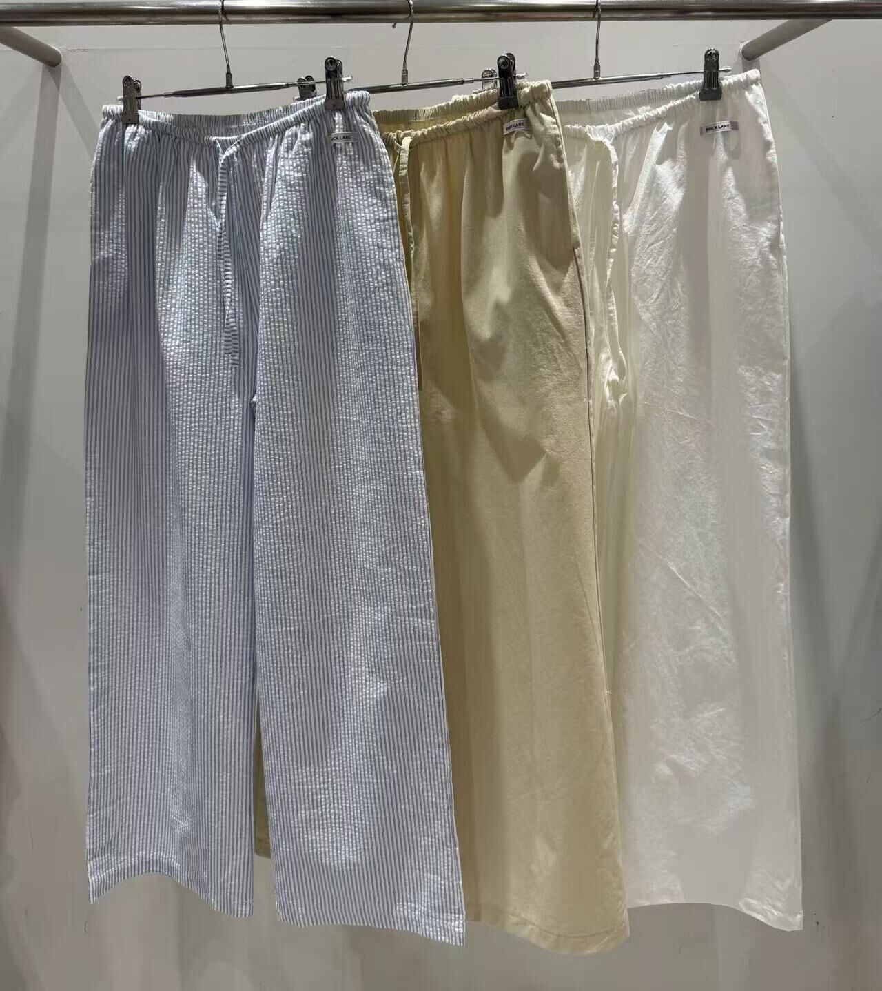 BL6020 抽繩休閒布標闊長褲