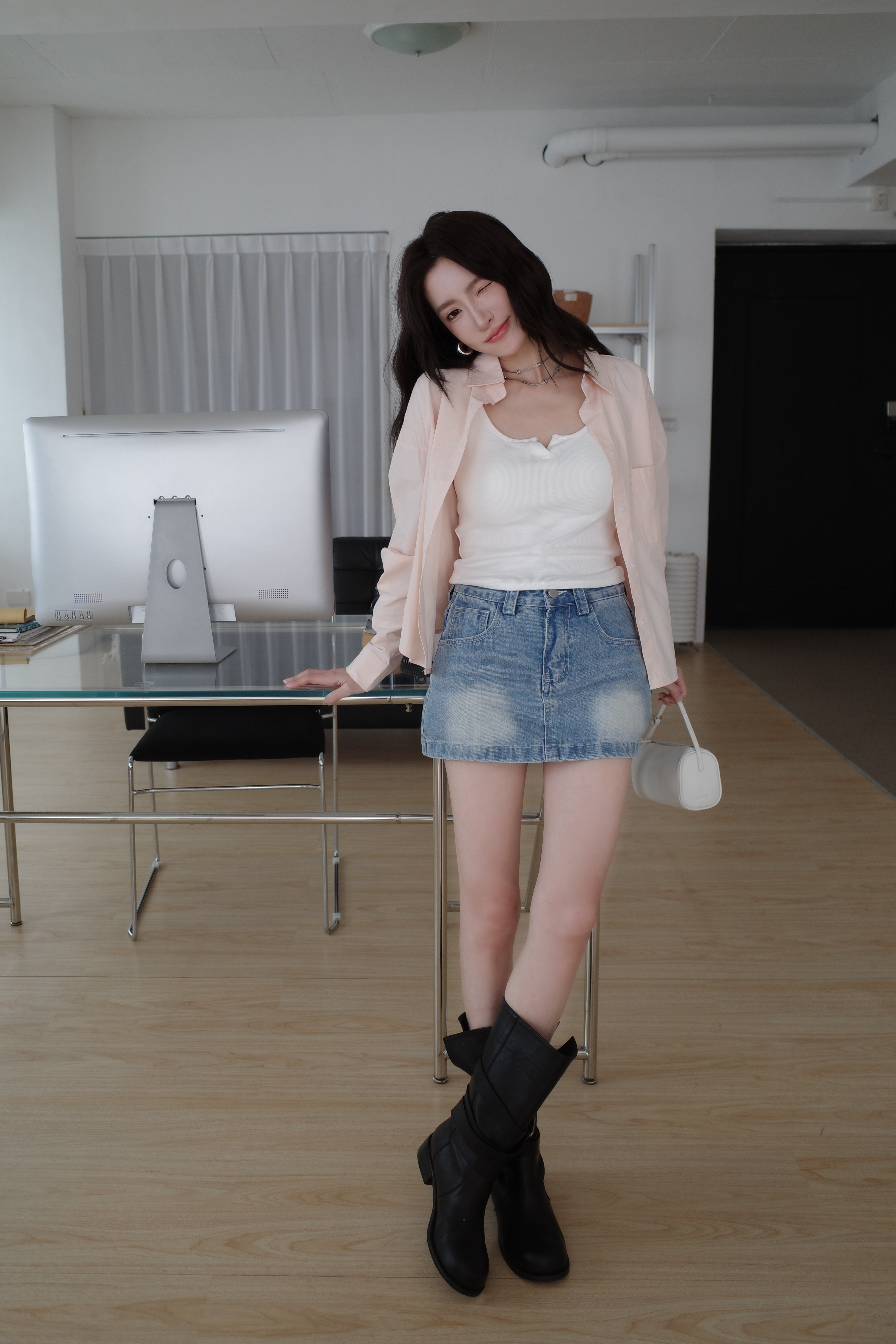 (預購)#AN69 挺版口袋襯衫(深藍/粉/淺藍/白)