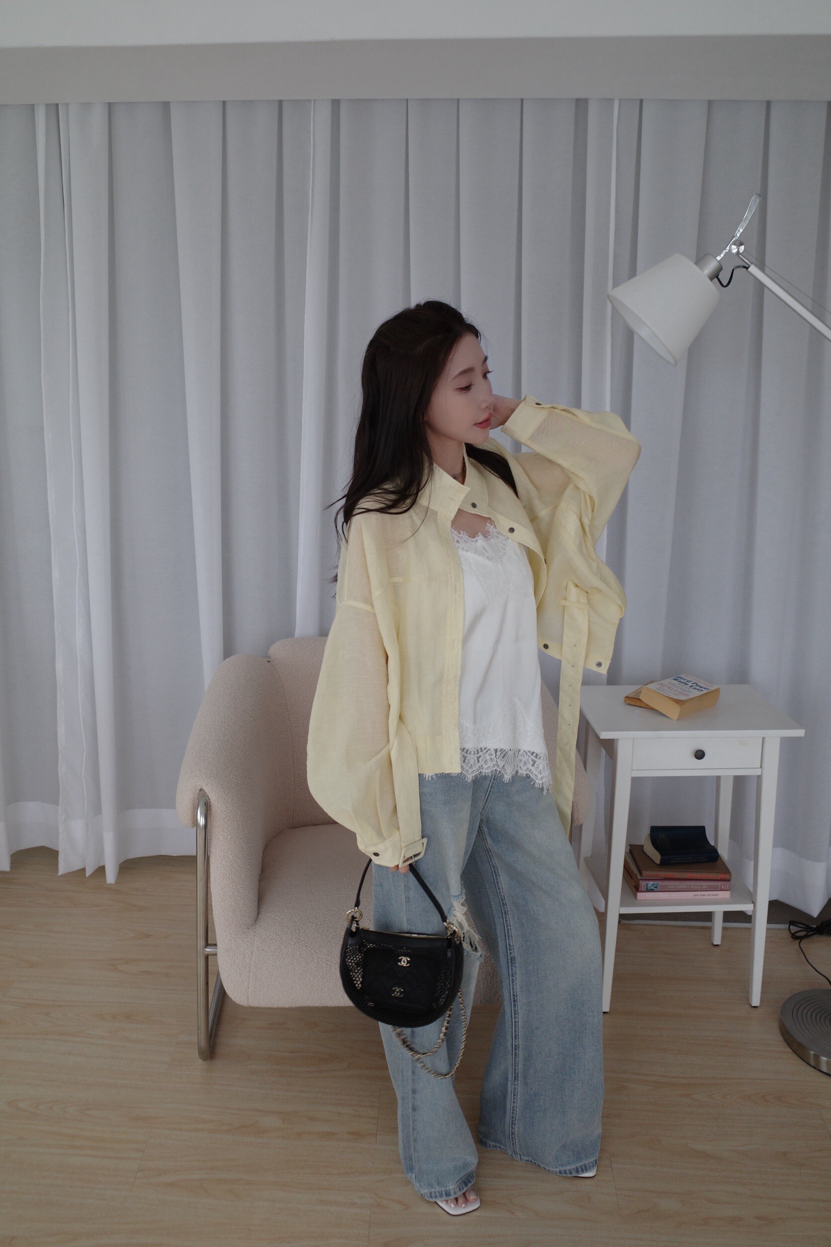 (預購)#AN66 必收亞麻繭型外套 (米白/黃/藍)