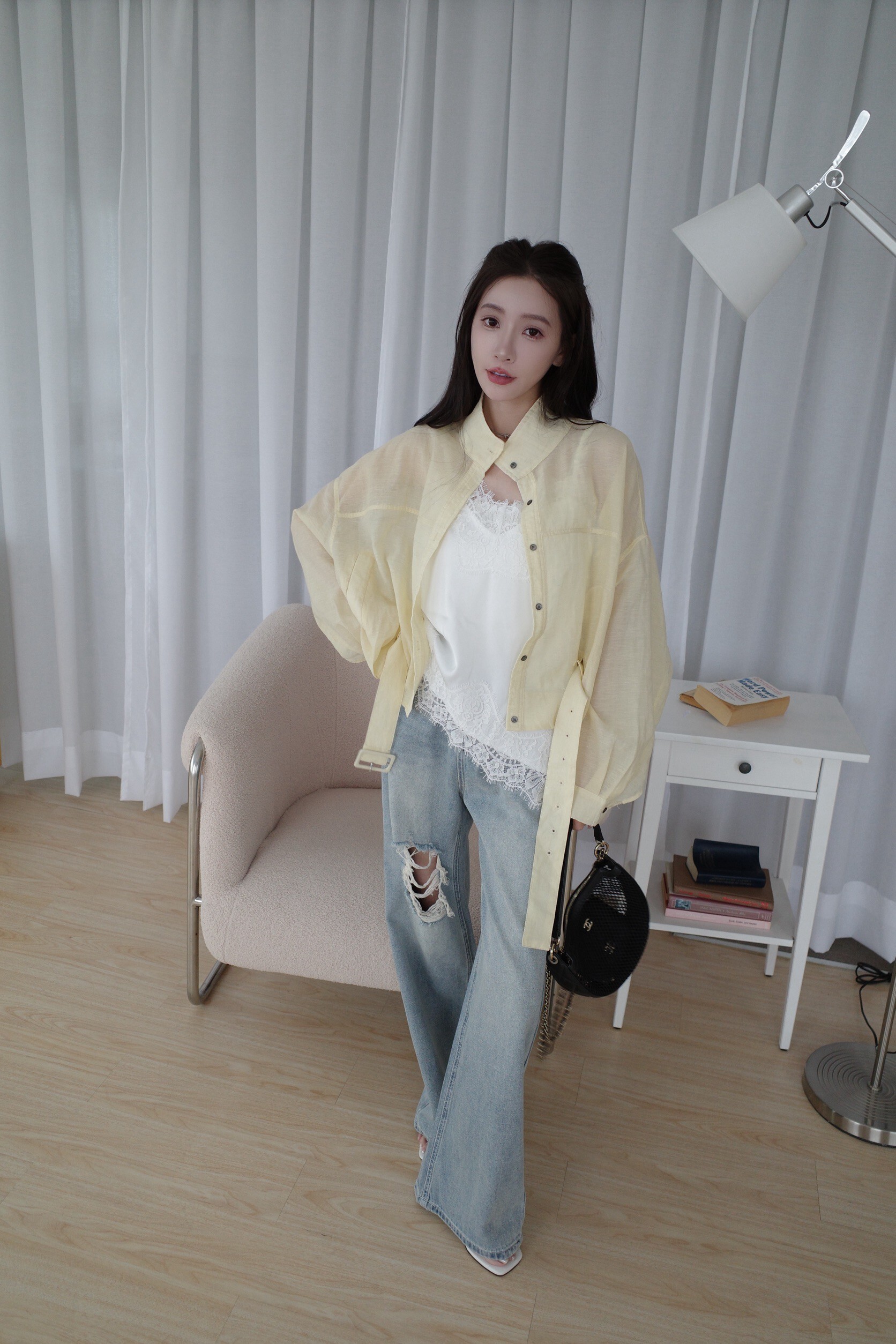 (預購)#AN66 必收亞麻繭型外套 (米白/黃/藍)