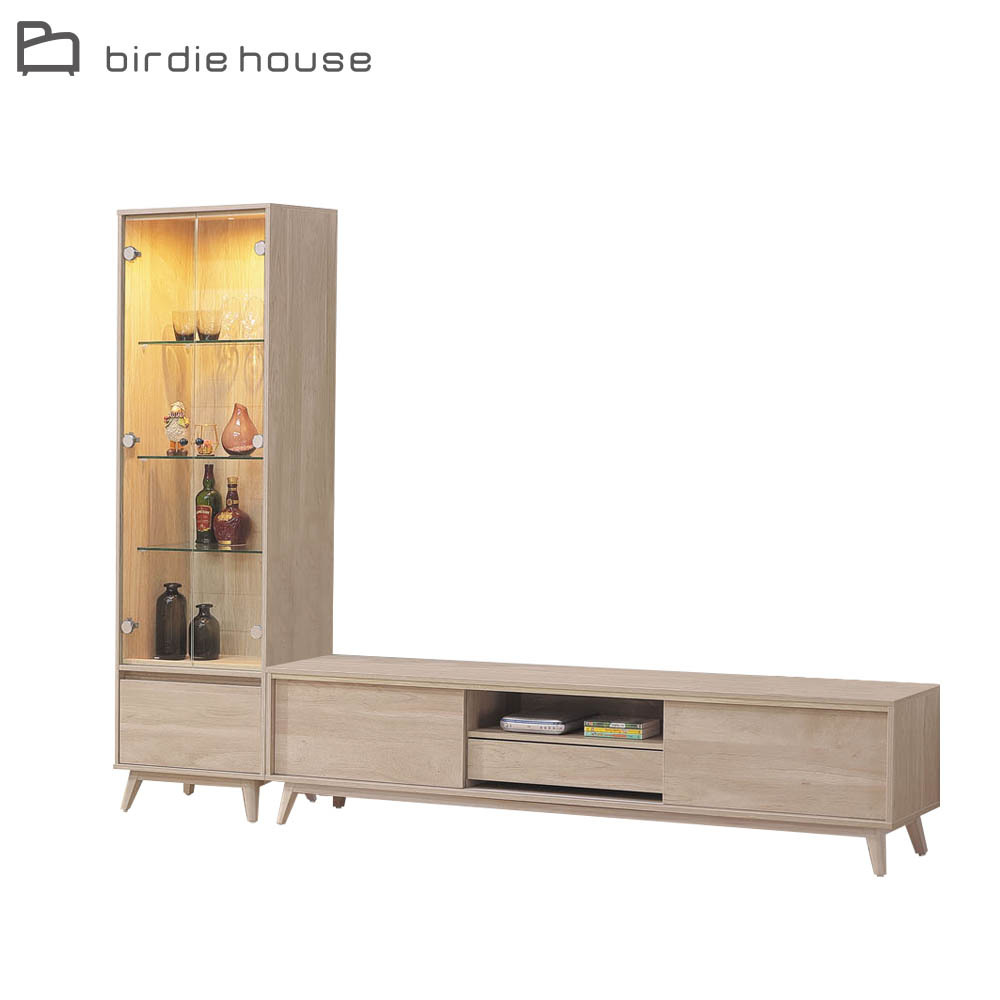 柏蒂家居-堤米8.1尺L型電視櫃組合(2尺二門一抽展示櫃+6.1尺電視長櫃)