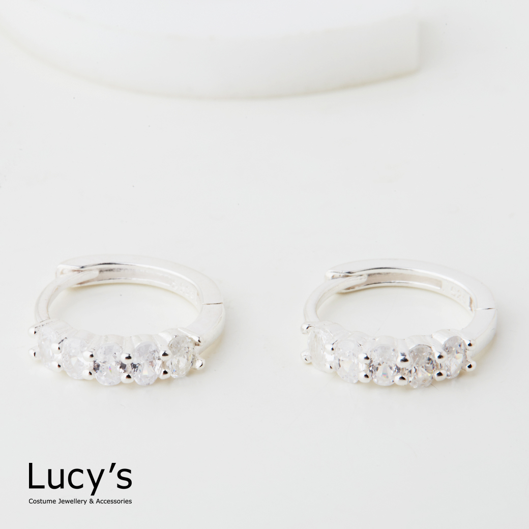 925純銀 永恆鑽 易扣耳環 (112433)