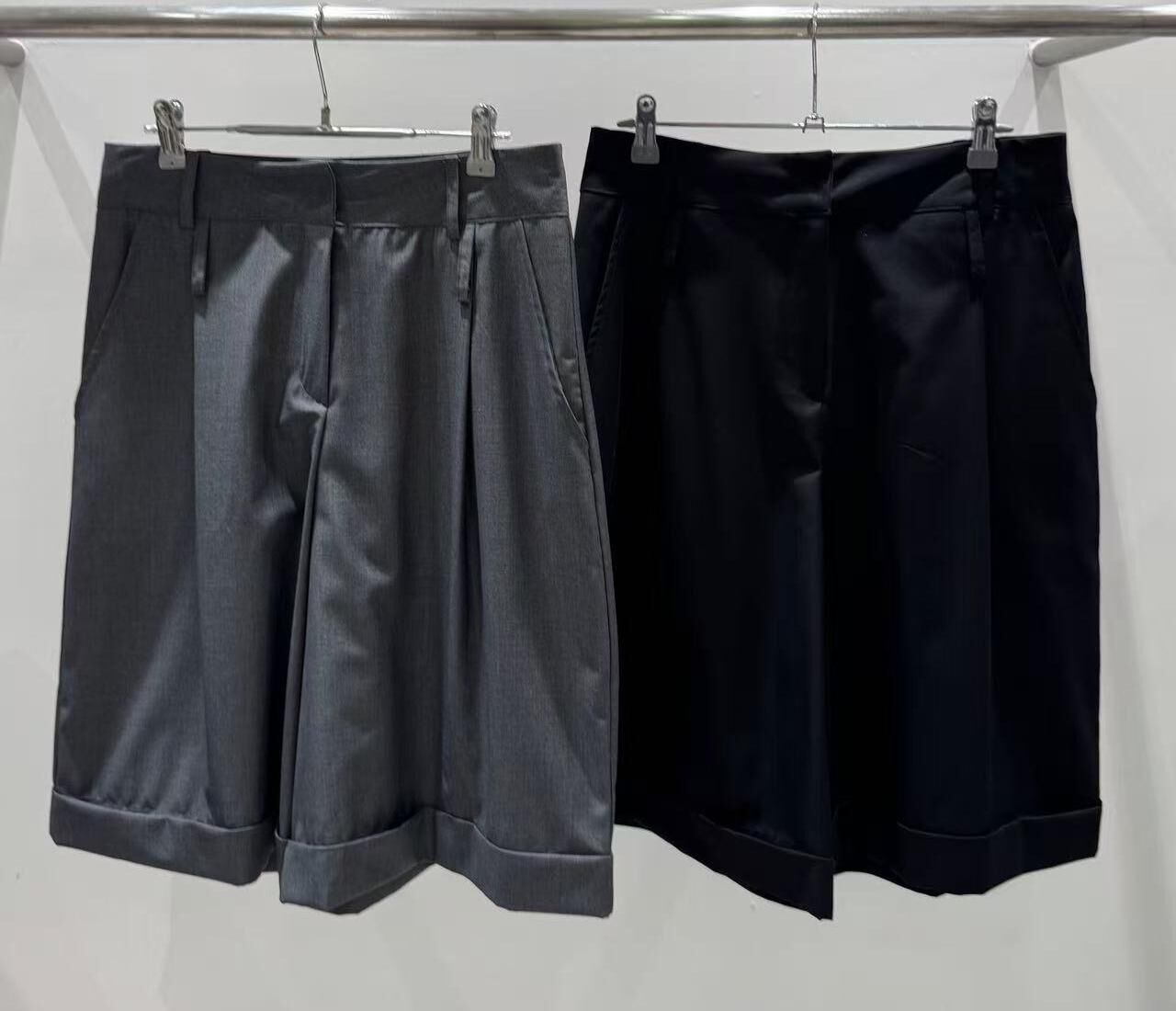 BL6028 輪廓感打摺反腳五分褲