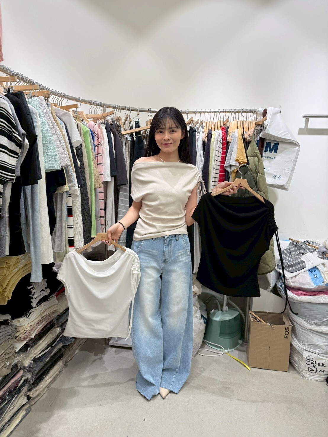 BM6067 女神單側束繩露肩上衣