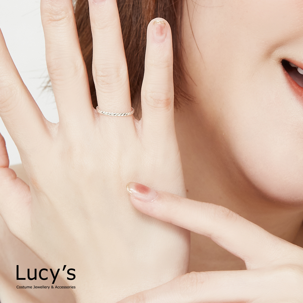 925純銀 斜切紋 尾戒 (122399)