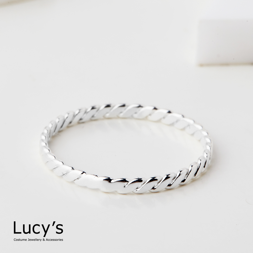 925純銀 斜切紋 尾戒 (122399)