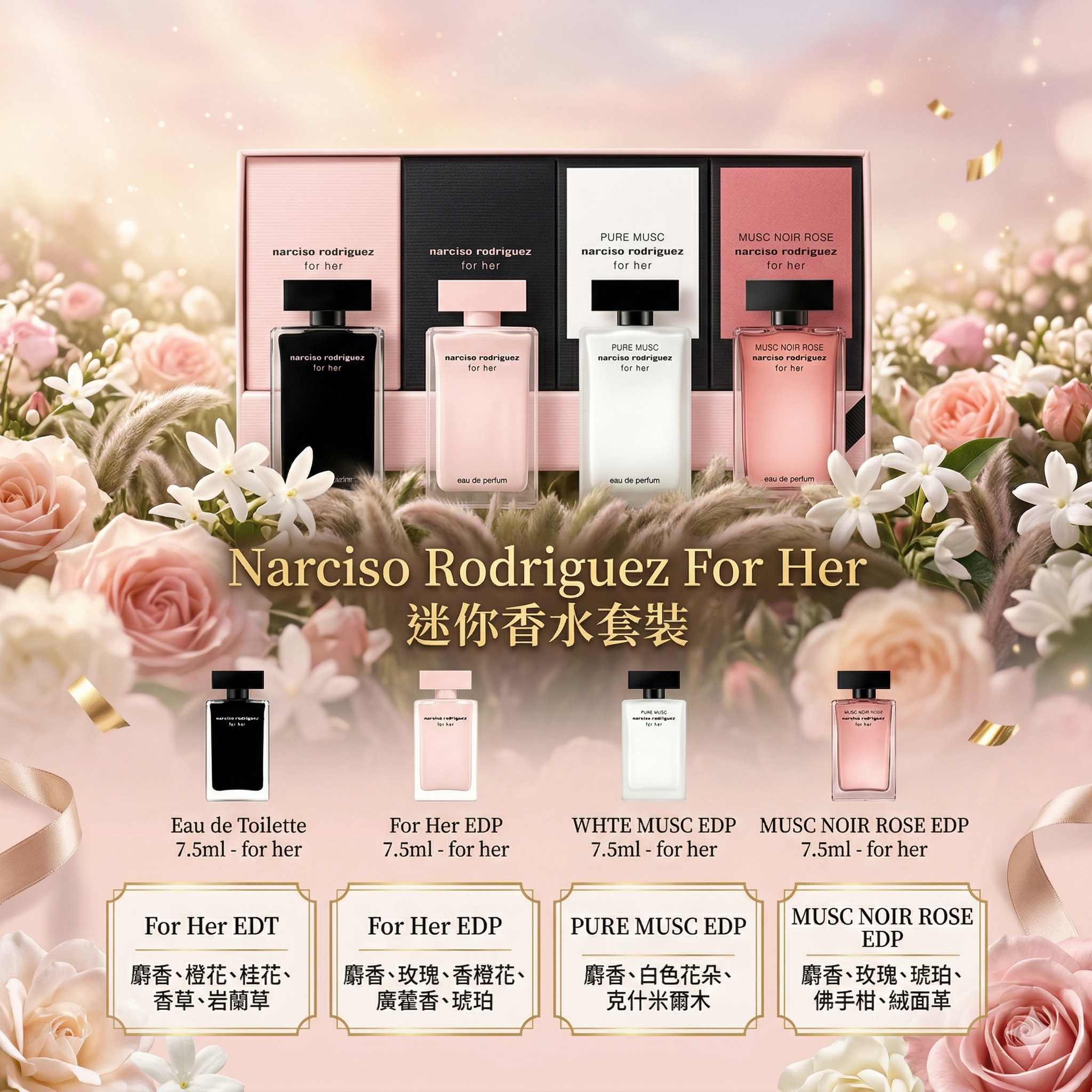 【團購】AC040803 Narciso Rodriguez For Her 迷你香水套裝