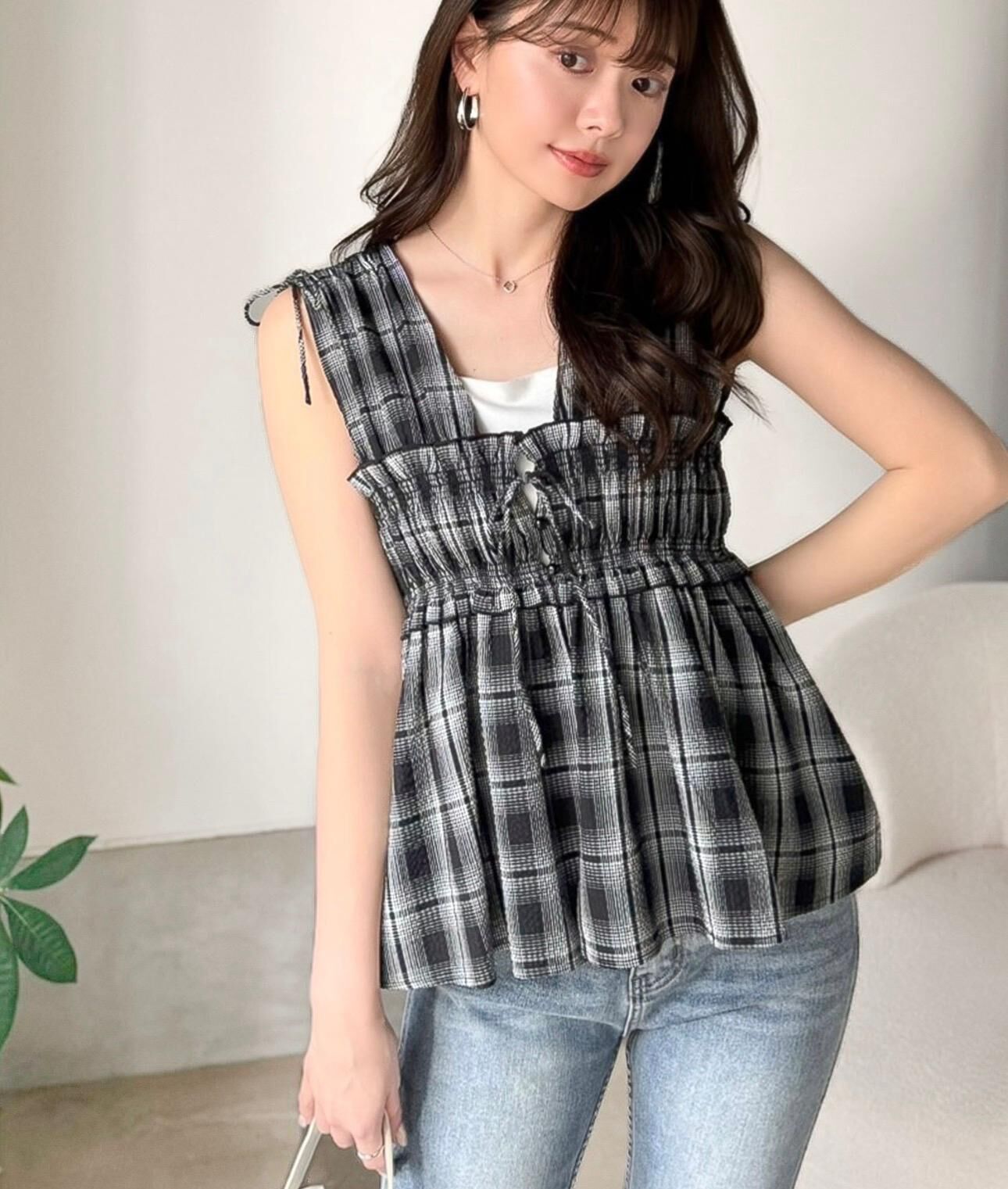 【預購】 JM0408100 mily bilet 抽縐蝴蝶結無袖上衣