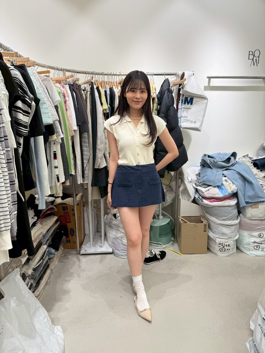 BM6035 Tweed側開衩短裙褲