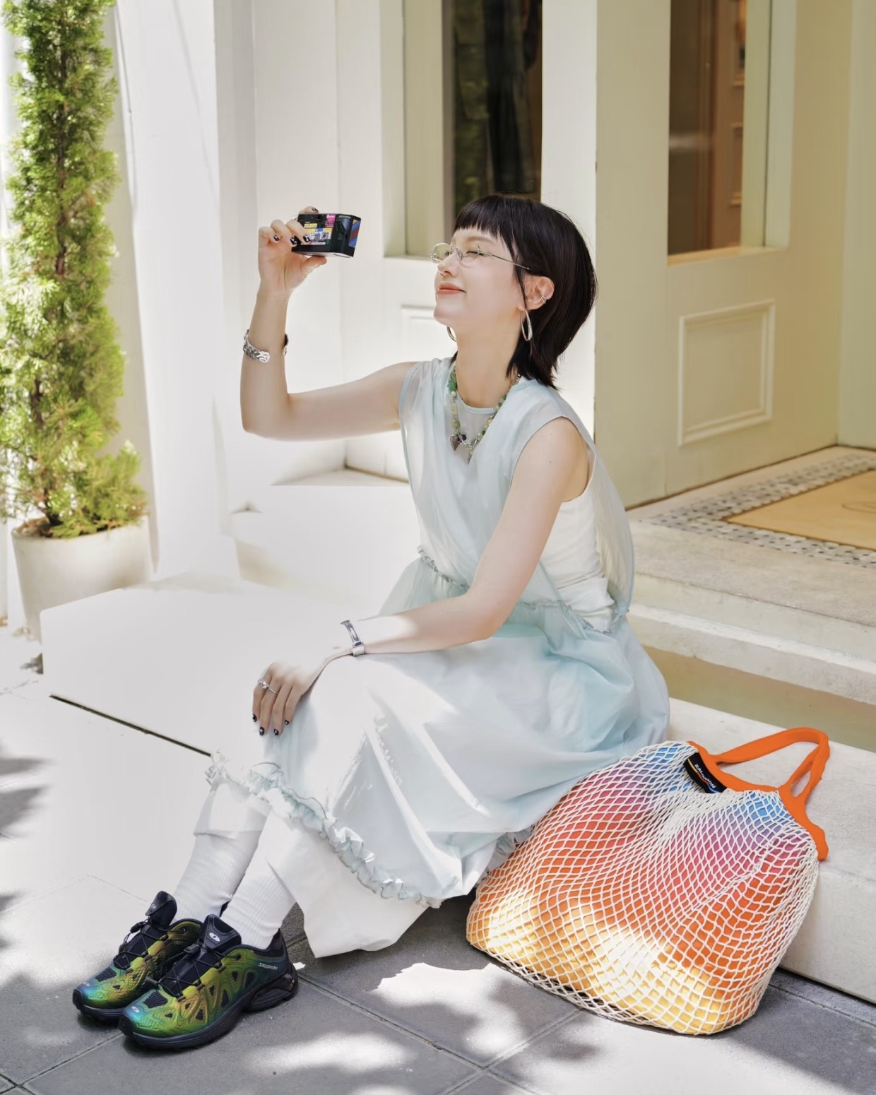 #國外限定預購 Salomon 漸層漁網帆布袋