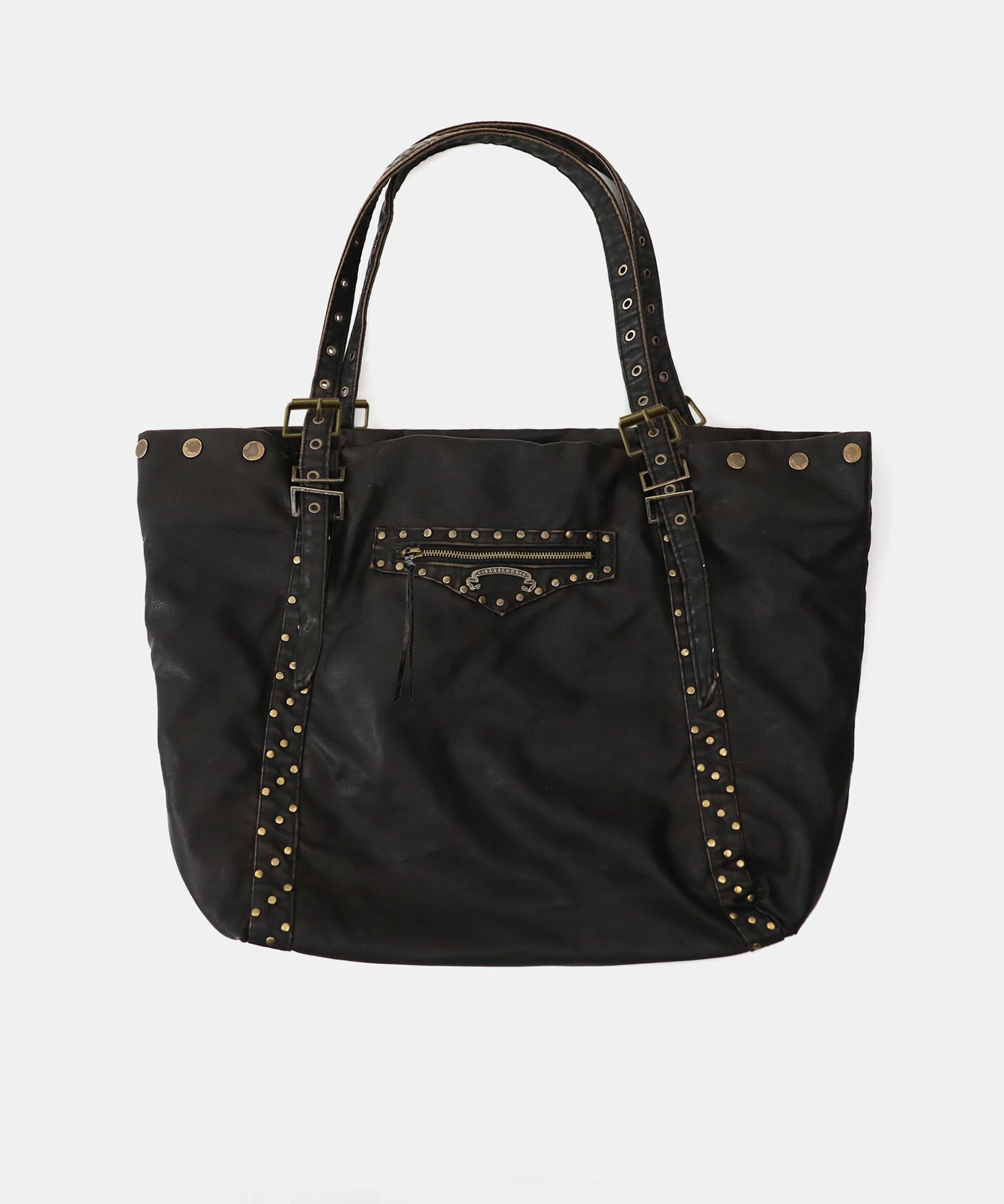 BADBLOOD 鉚釘皮革購物包 - 水洗黑 w-bag25-011