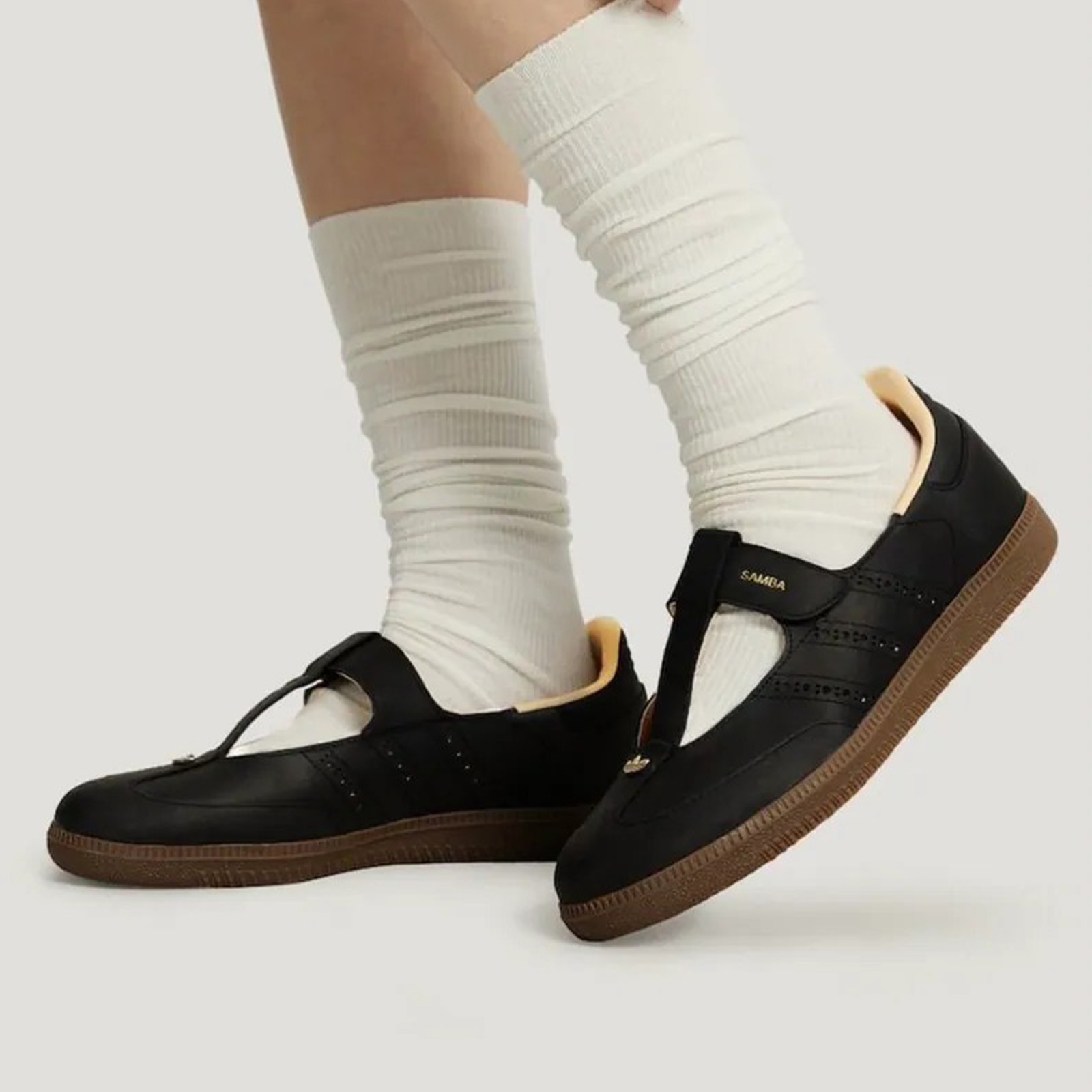 Adidas Originals Samba Jane 瑪莉珍 T字 皮革 魔鬼氈 金標 復古 Mary Jane 涼鞋 黑色 棕色 米色 KJ3970 HP7130 KJ3969