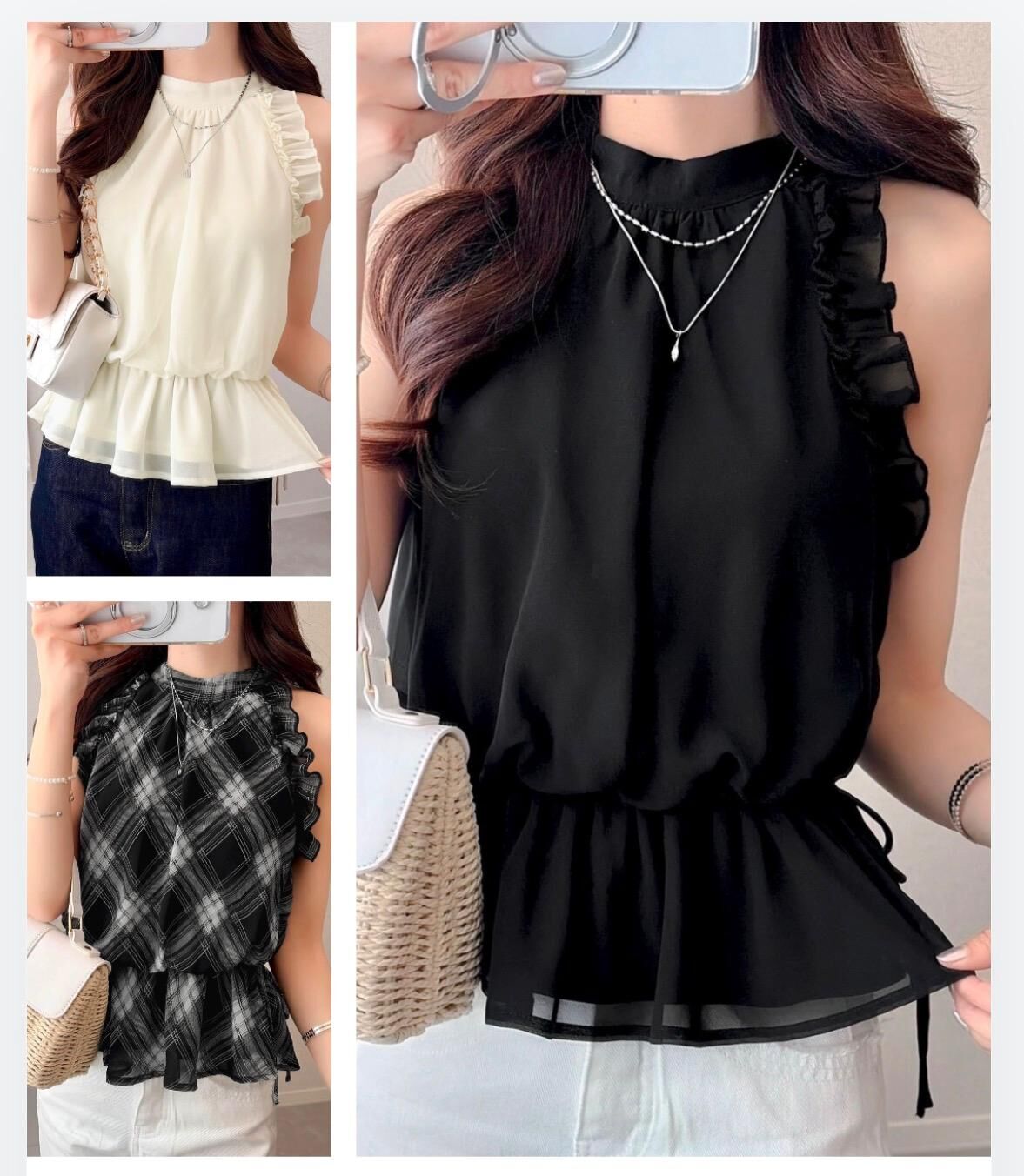 【預購】 JM0408101 mily bilet 削肩荷葉邊上衣