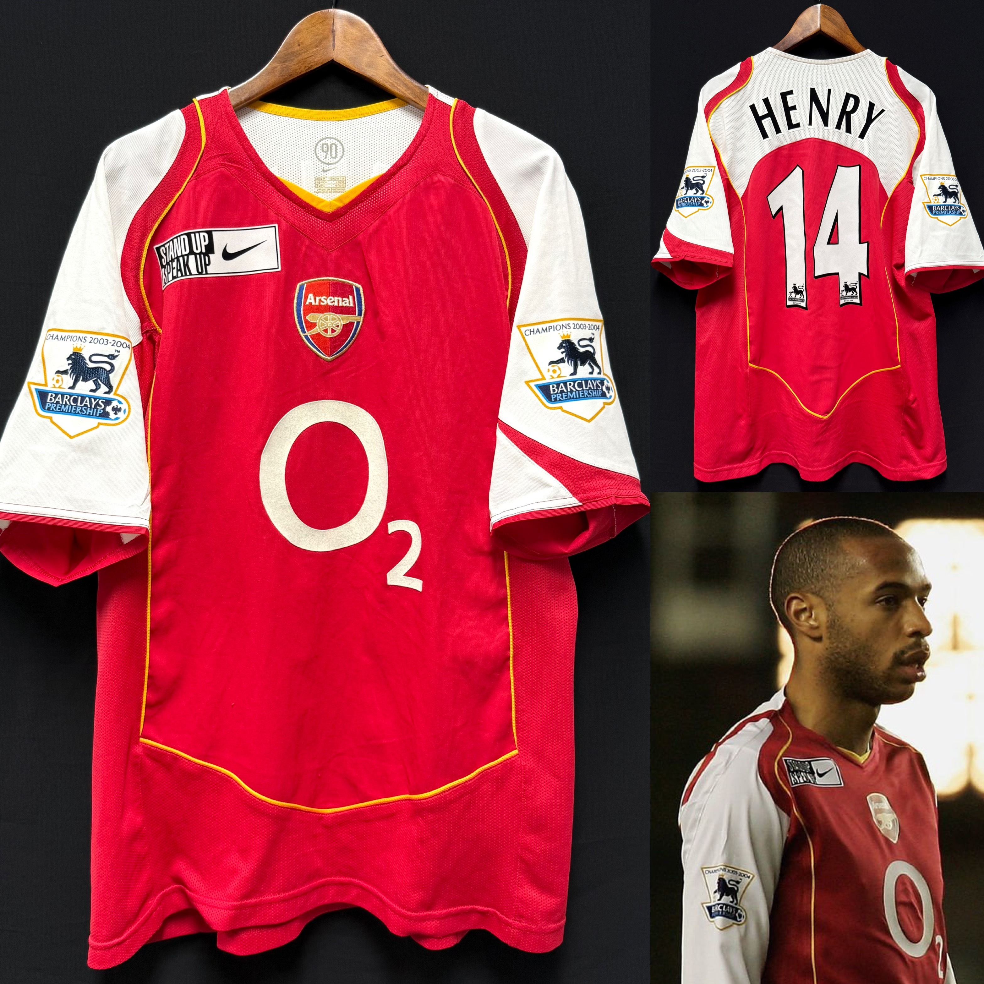 Arsenal 2004-2005 Stand Up Speak Up Nike Home Shirt #14 HENRY
