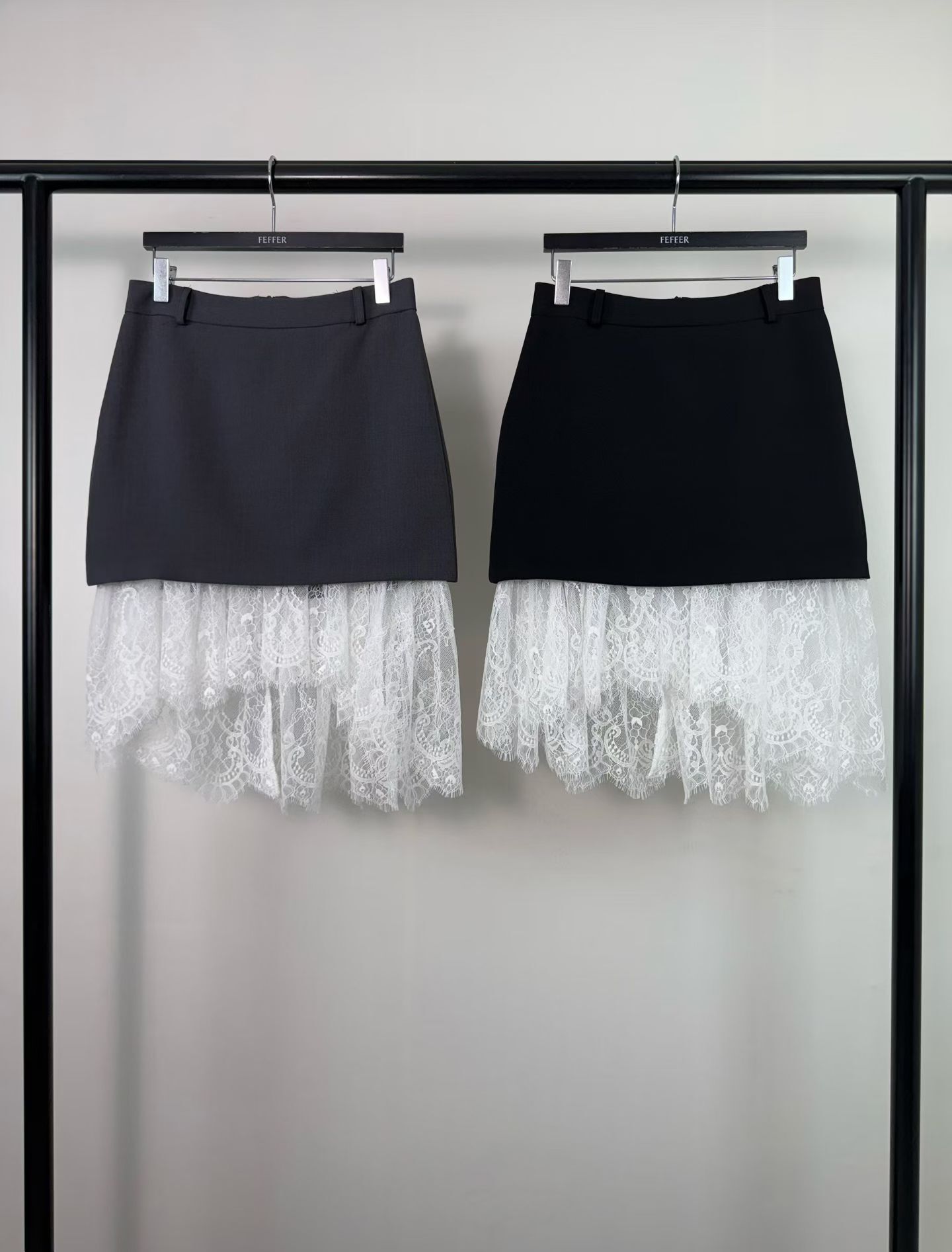 FF6009 拼蕾絲短西裙