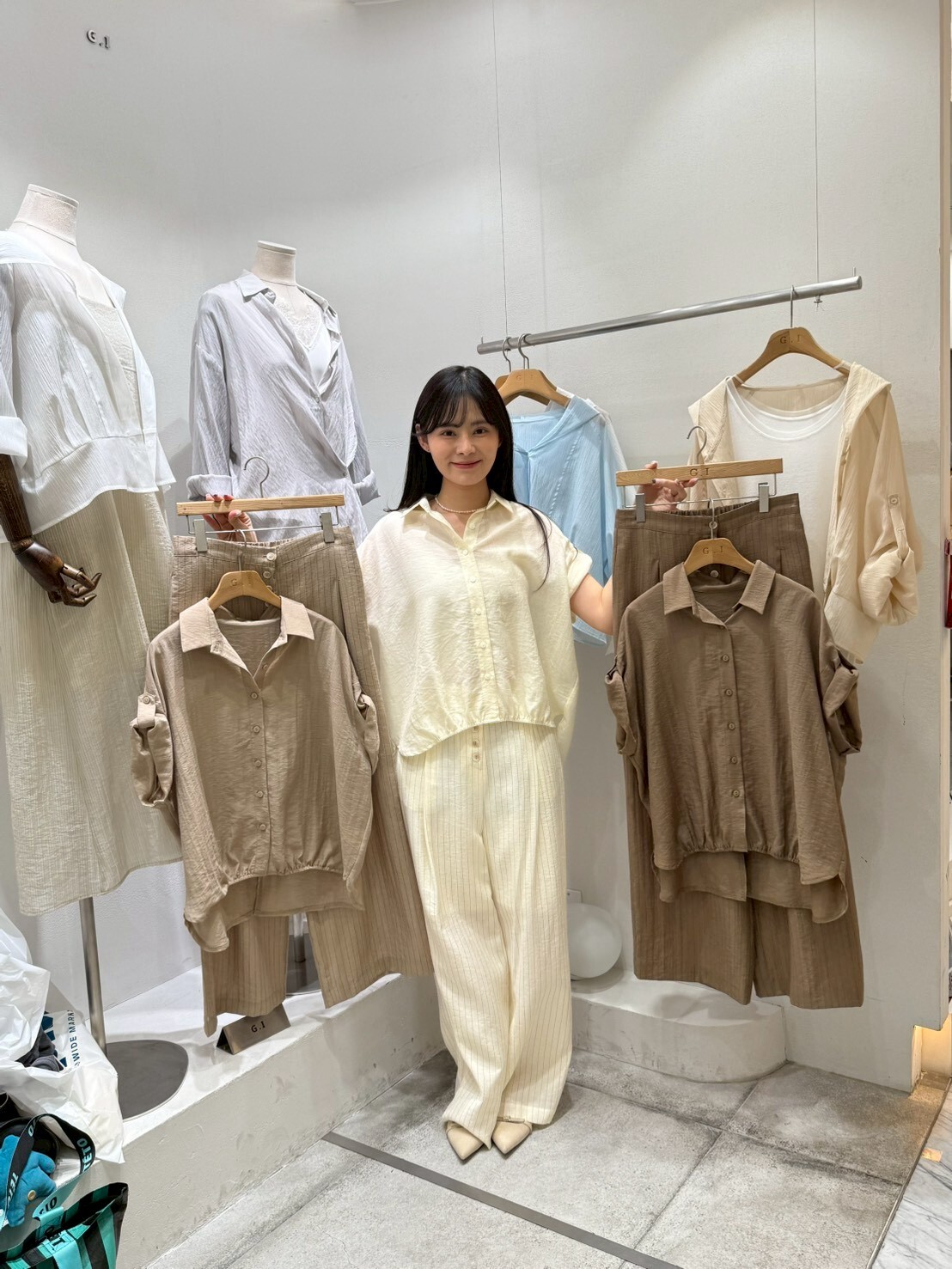 GI6041 棉麻人造絲透薄短恤衫