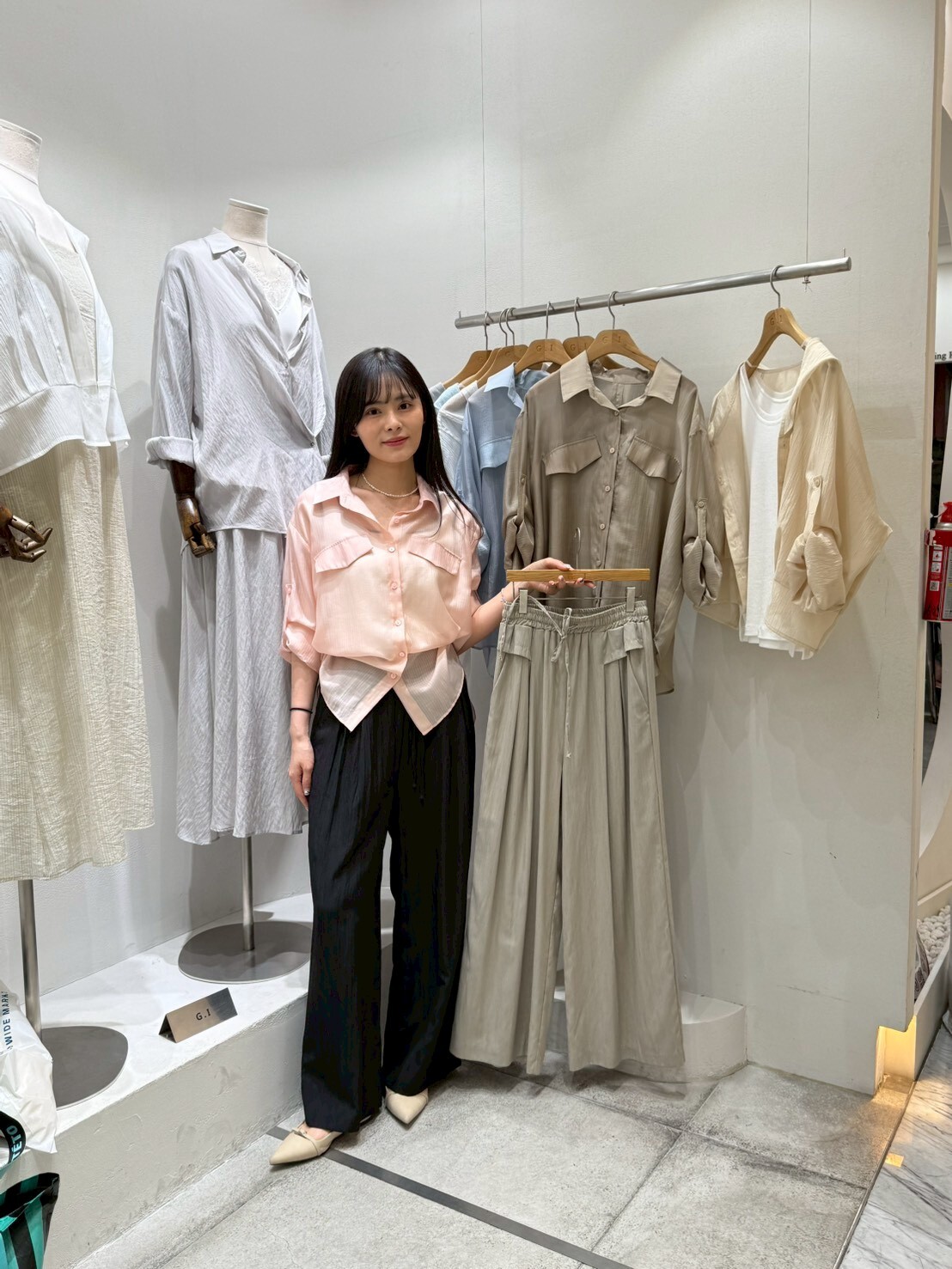 GI6018 全橡筋束腰繩寬鬆休閑褲