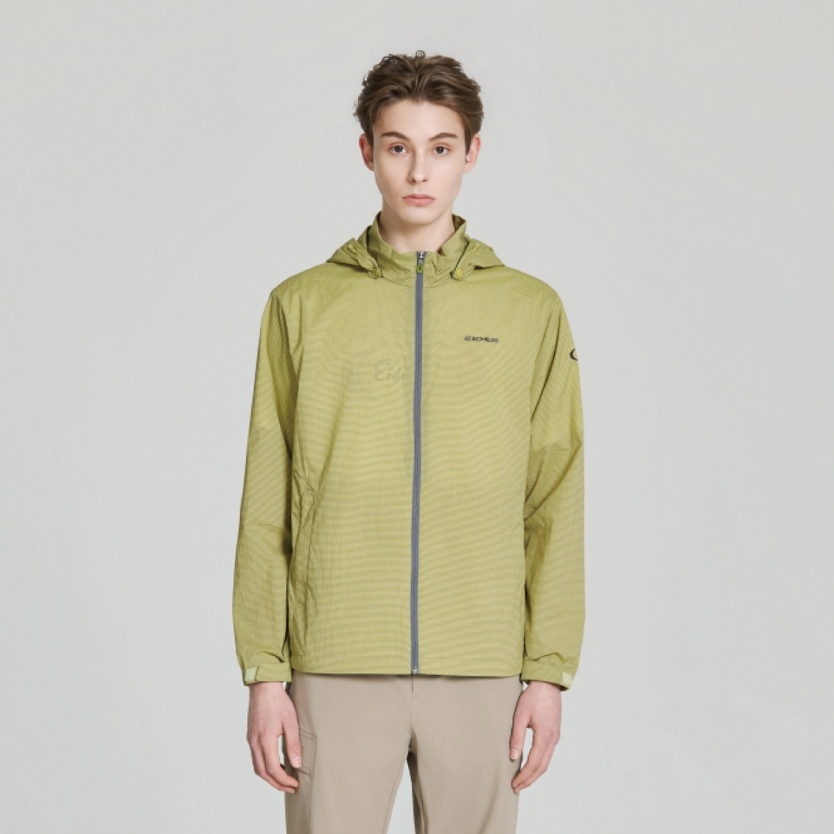 【EIDER】男輕量條紋可拆帽外套/26EDMM26107-[水藍、橄欖綠]